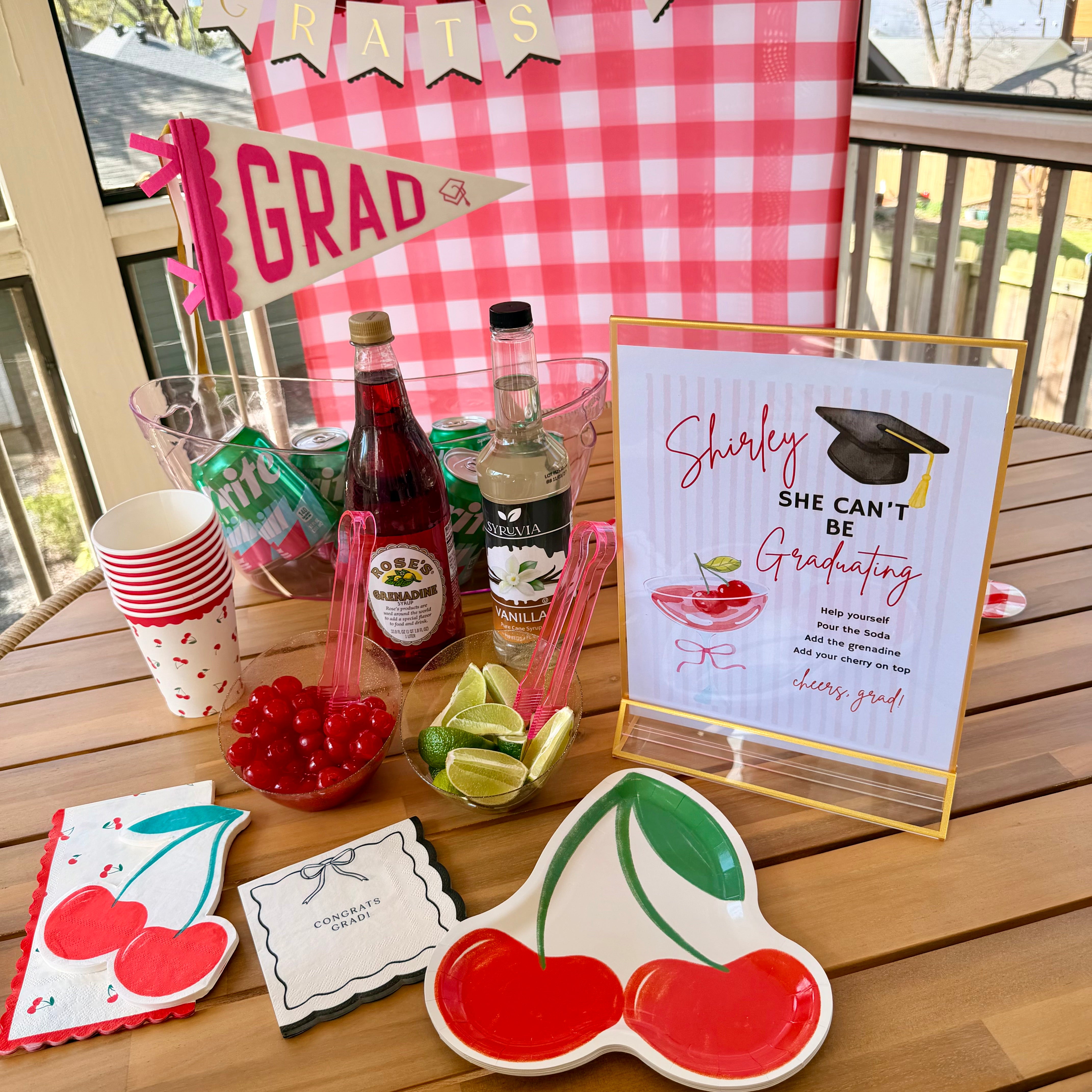 Shirley She Didn't Graduate party table setup