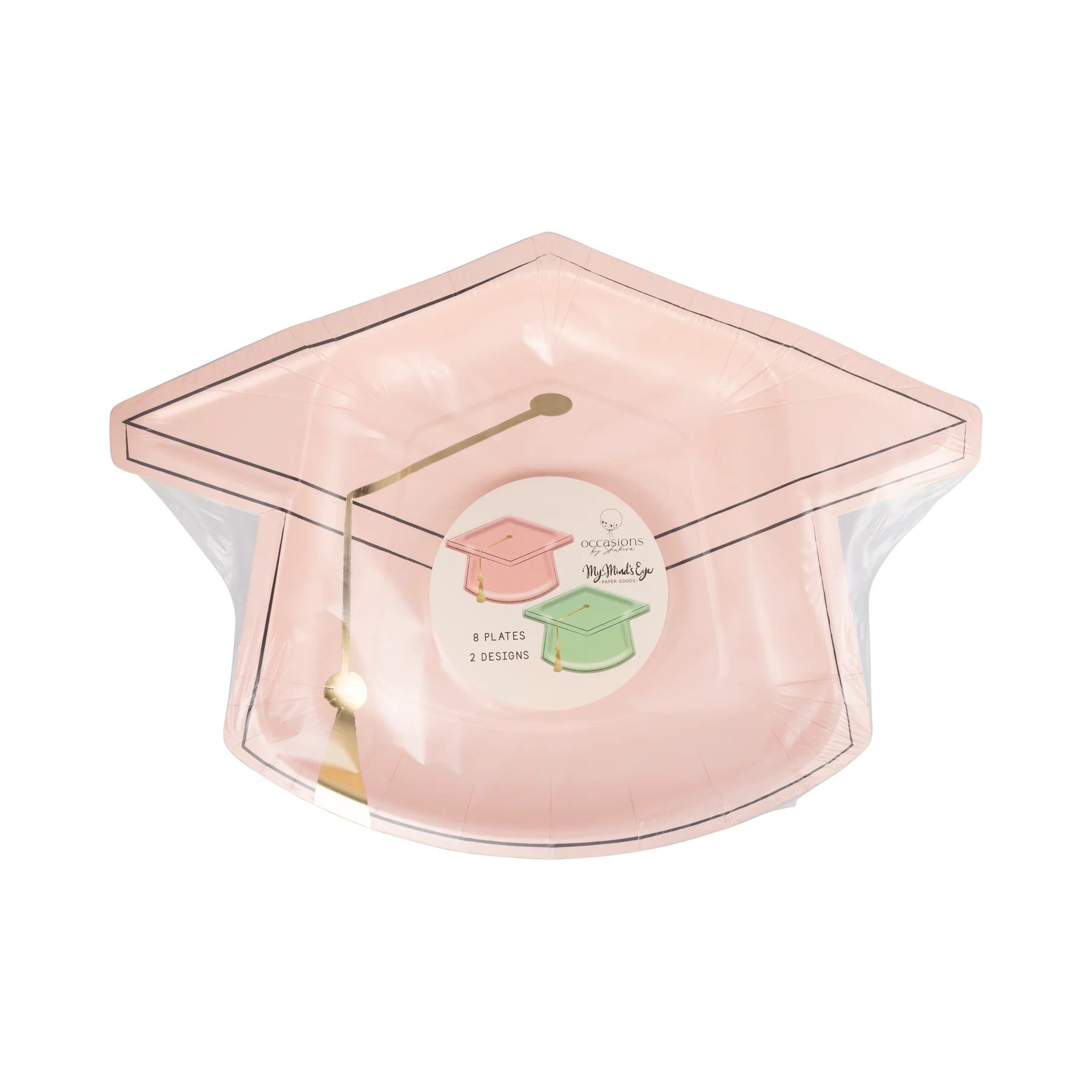 Pink and Green Grad Cap Plates, 8ct | Graduation Paper Plates, Grad Party Decor, Graduation Decor, Kids Graduation, Preschool Graduation