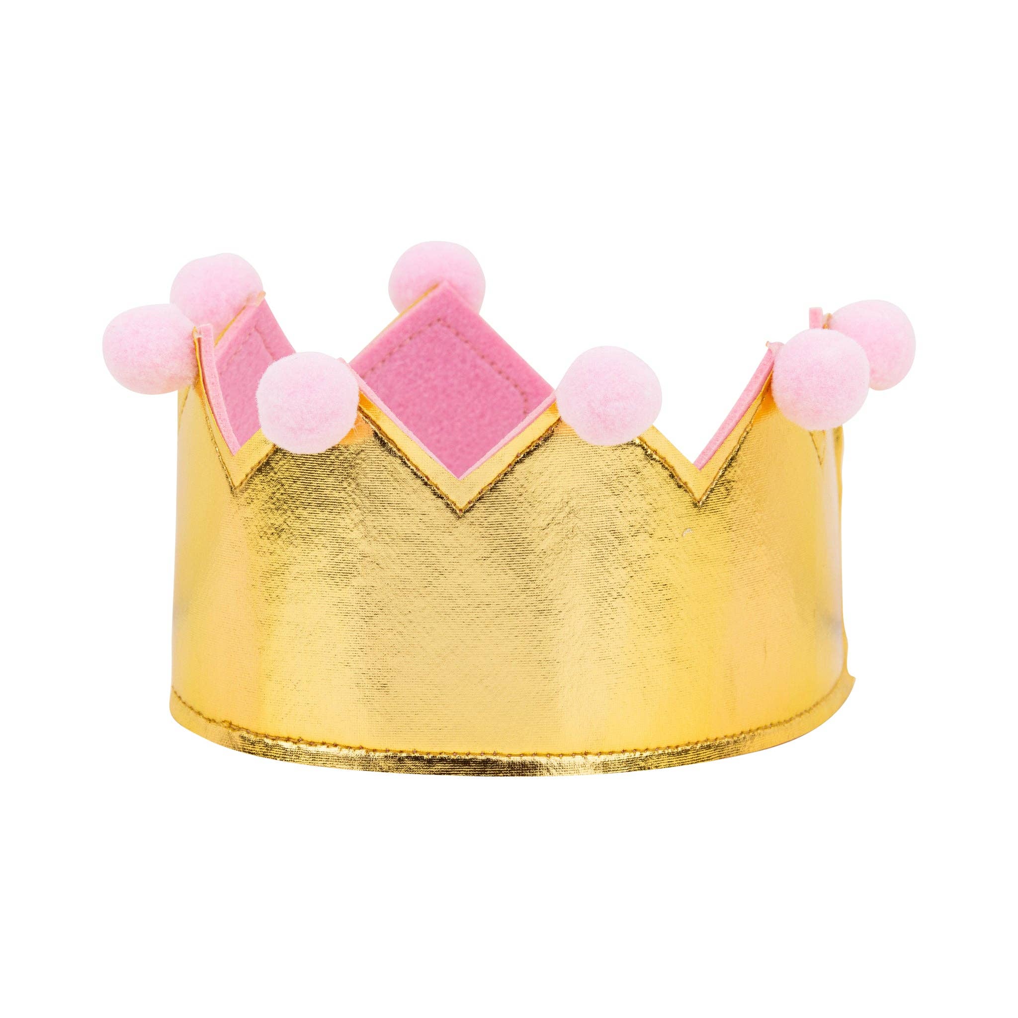A single Gold Foil Tiara showing the soft pink felt interior and the ribbon tie closure.