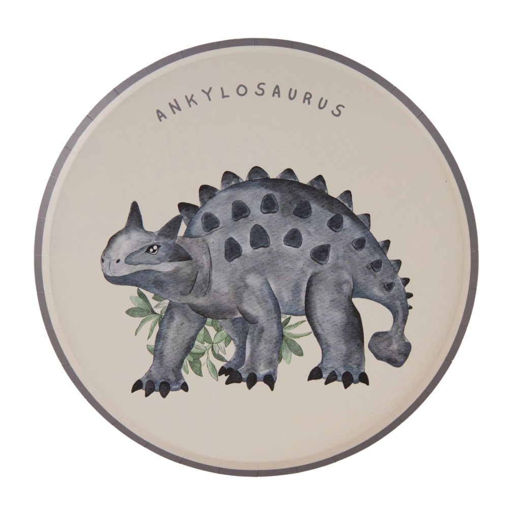 Ankylosaurus character plate with leaf accents