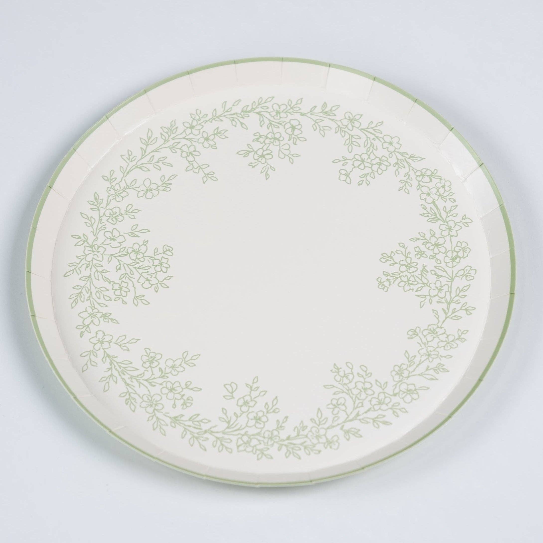 Floral Elegance Sage Dessert Plates