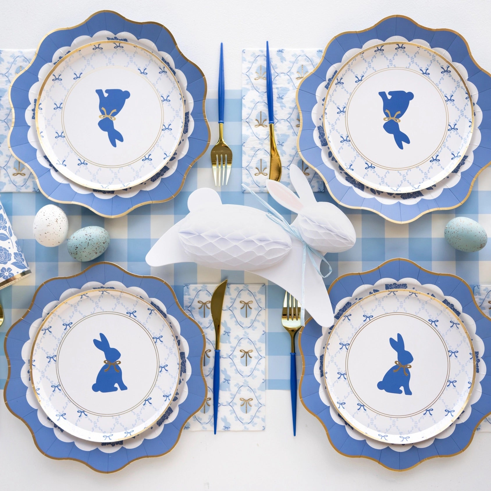 Easter Plates with Blue Bunny