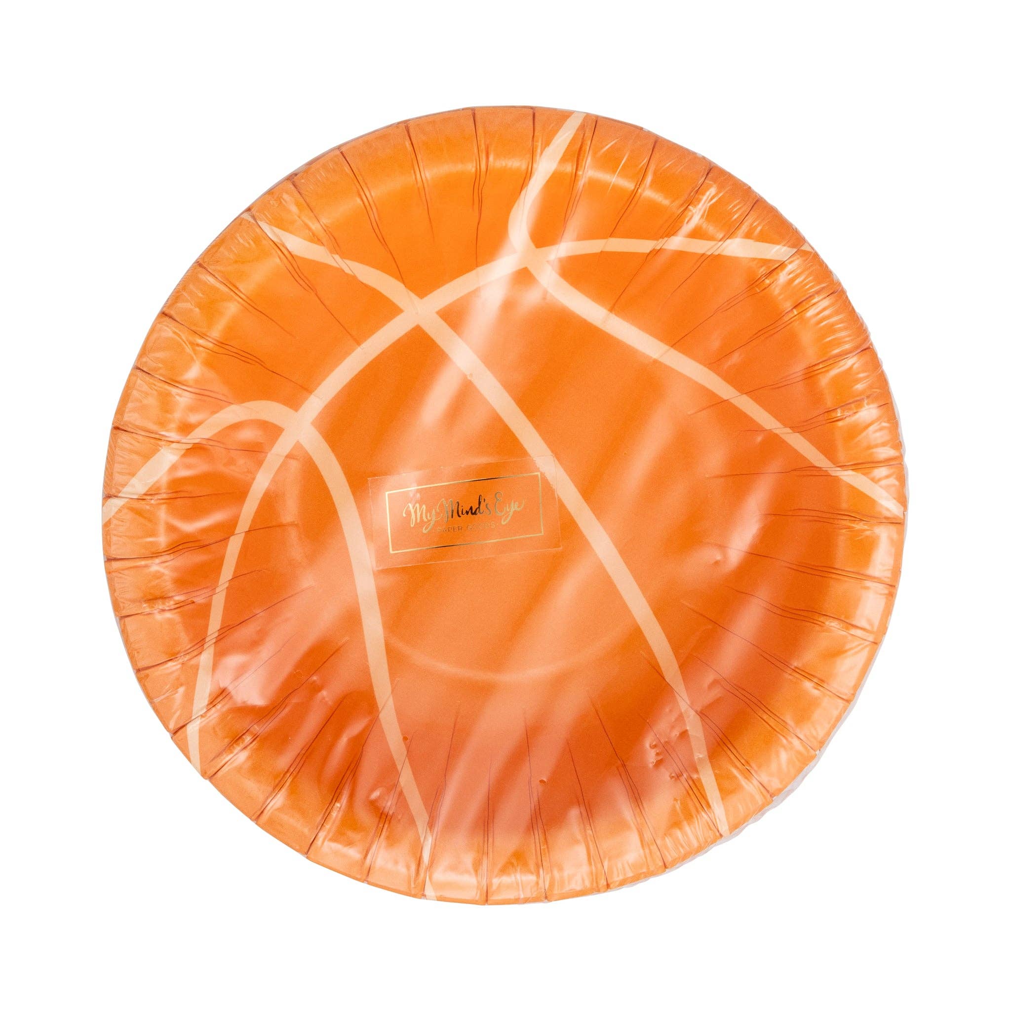 Packaged basketball paper bowls showing front label and design