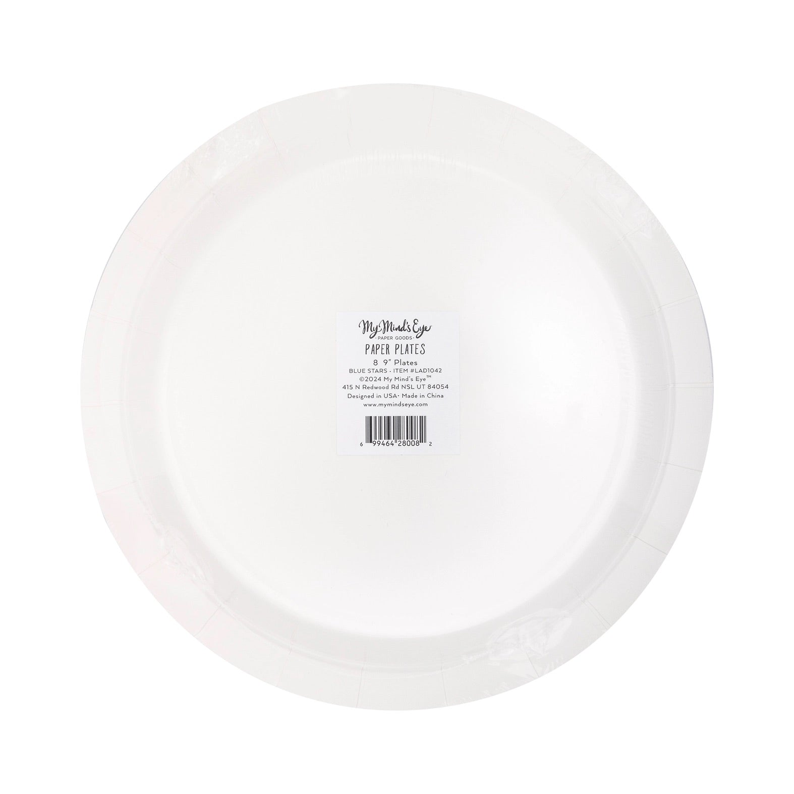Blue paper plate with white stars - perfect for a 4th of July bbq or a Memorial Day Party.