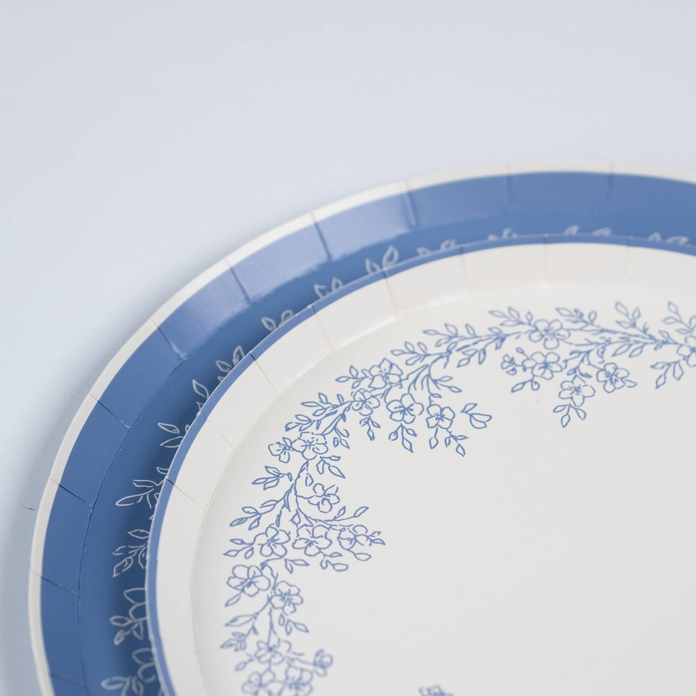 blue flora dessert plates blue detail
