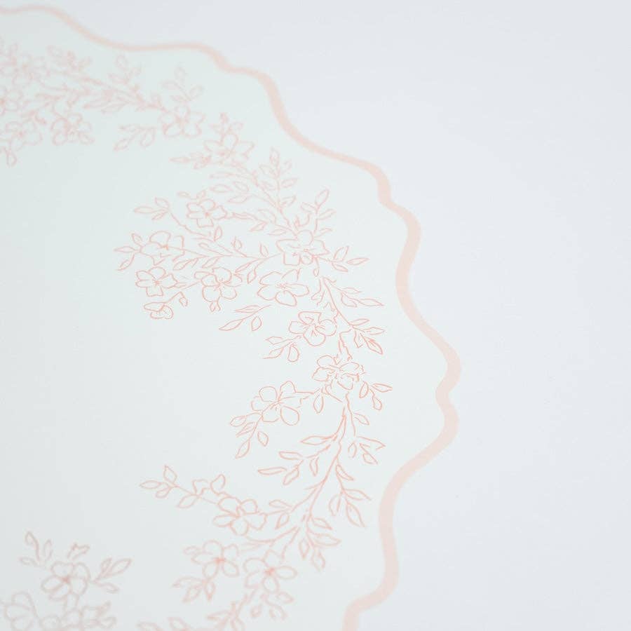 Close-up of the delicate floral linework
