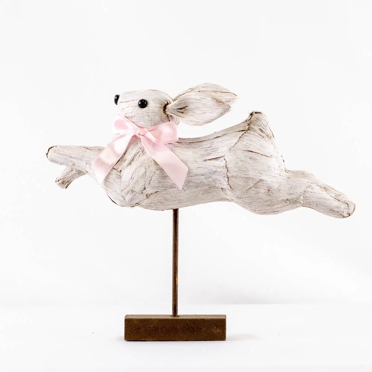 White leaping easter bunny decoration - perfect for a spring table decoration or easter tablescape. 