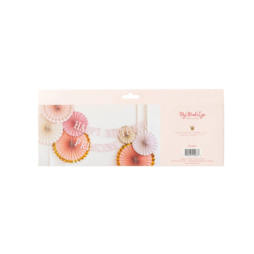 Back of retail package displaying banner hung over rosette fans with barcode and product info.