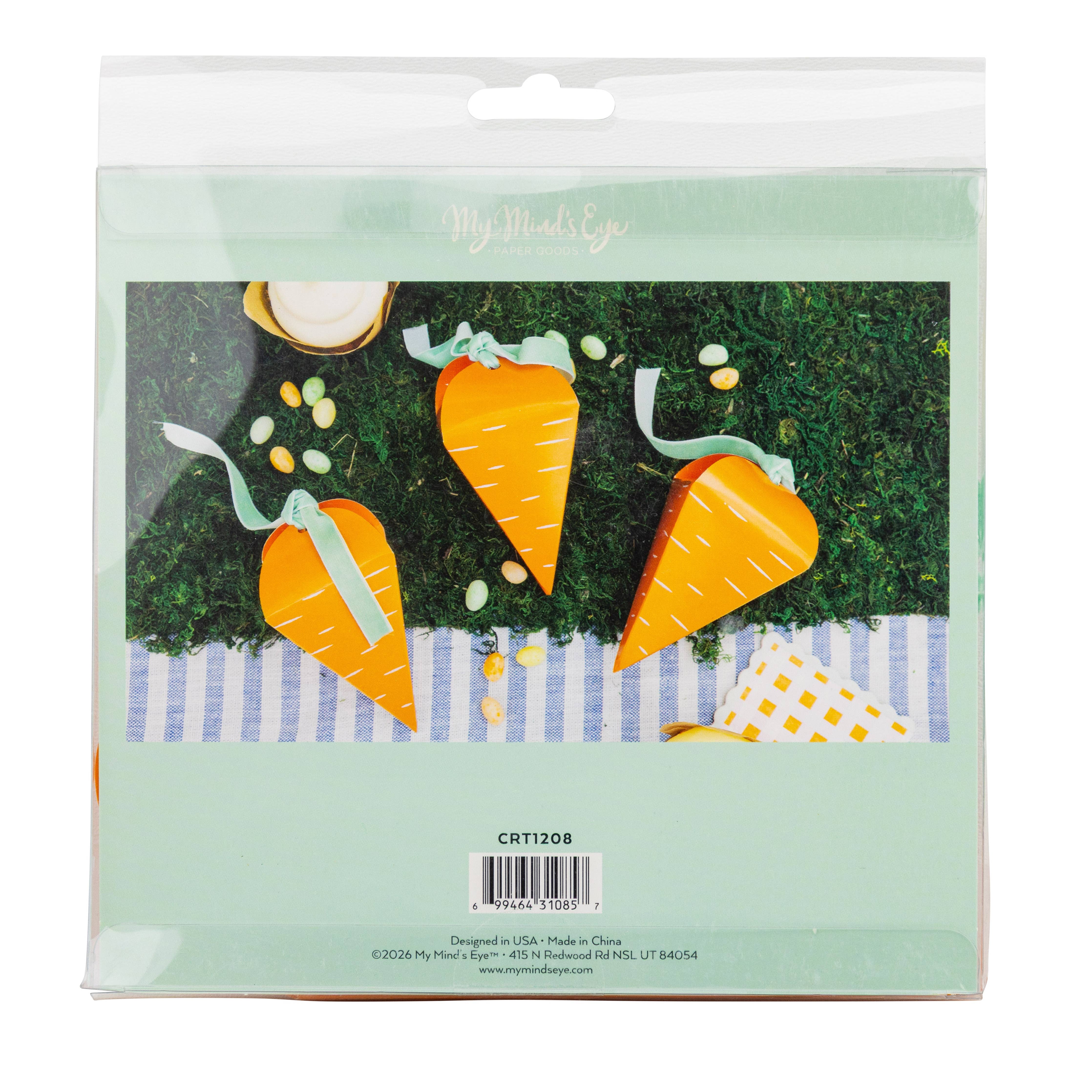 Back of packaging showing product details and photo of assembled carrot boxes
