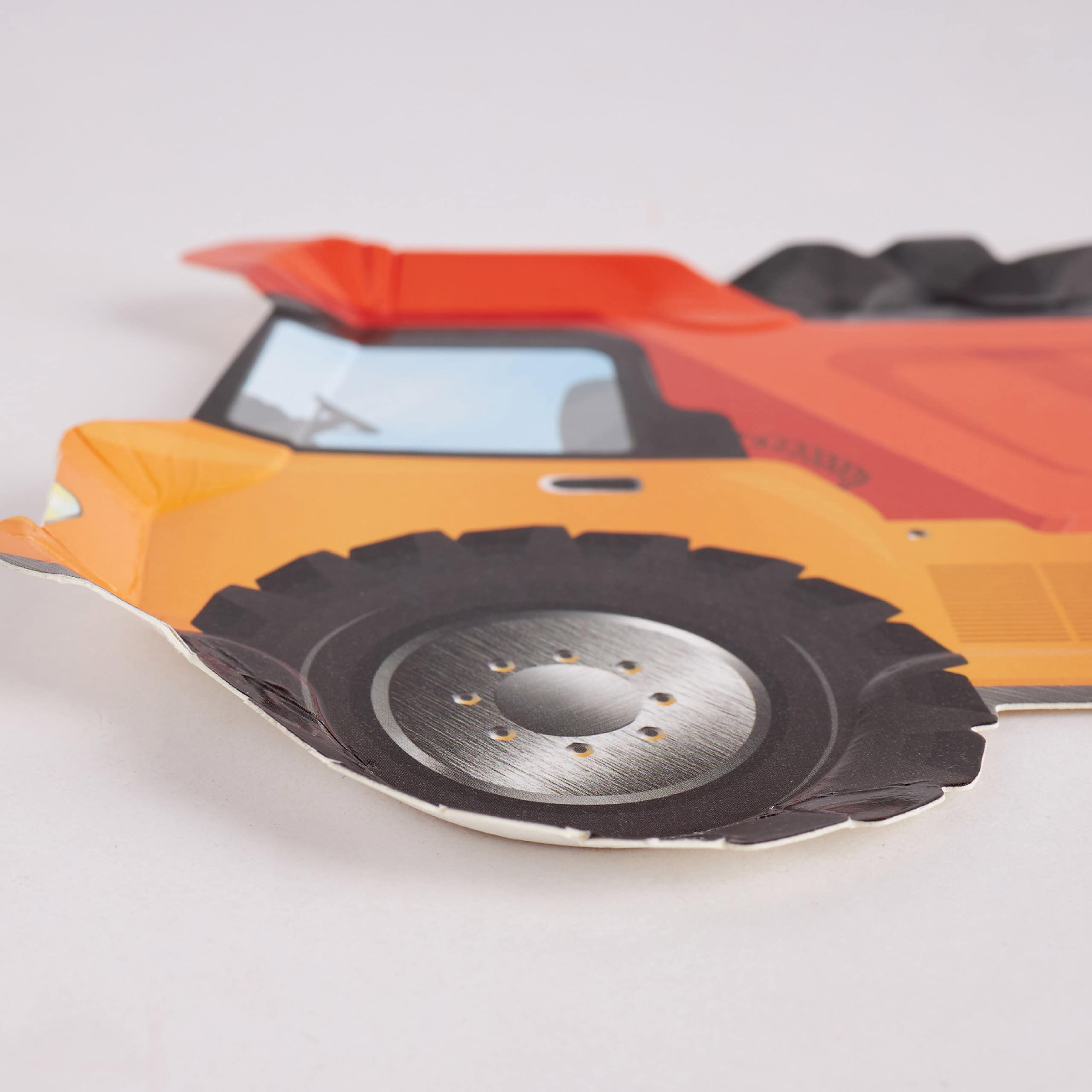 construction truck dessert plate close up
