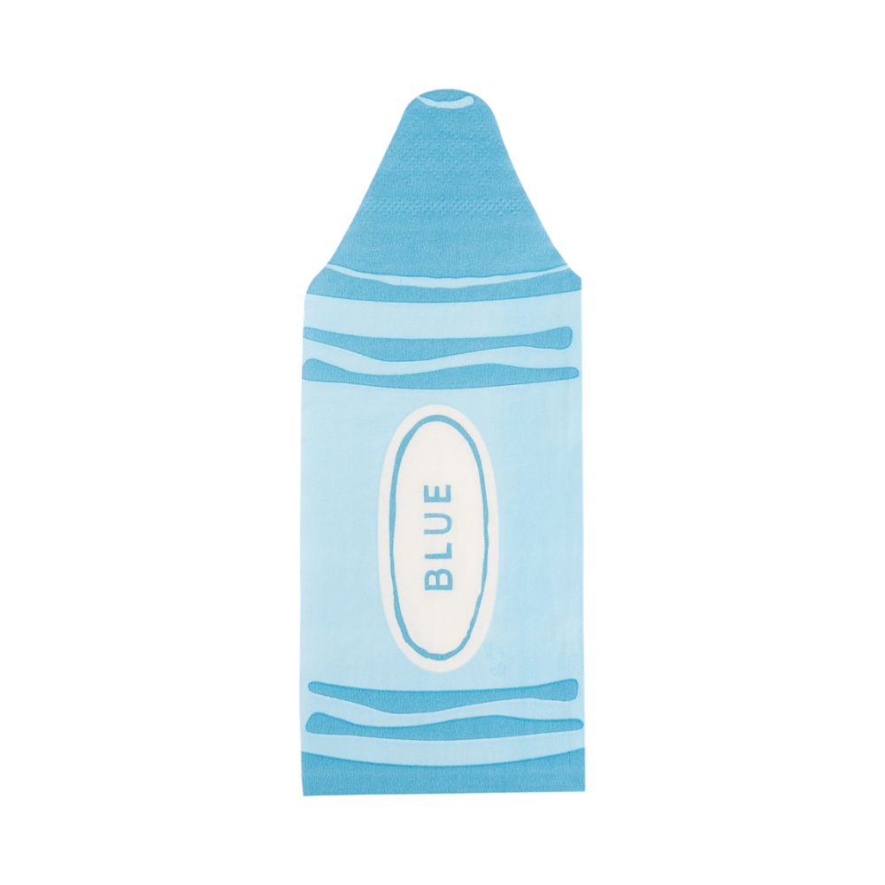 Blue crayon napkin isolated on white background.