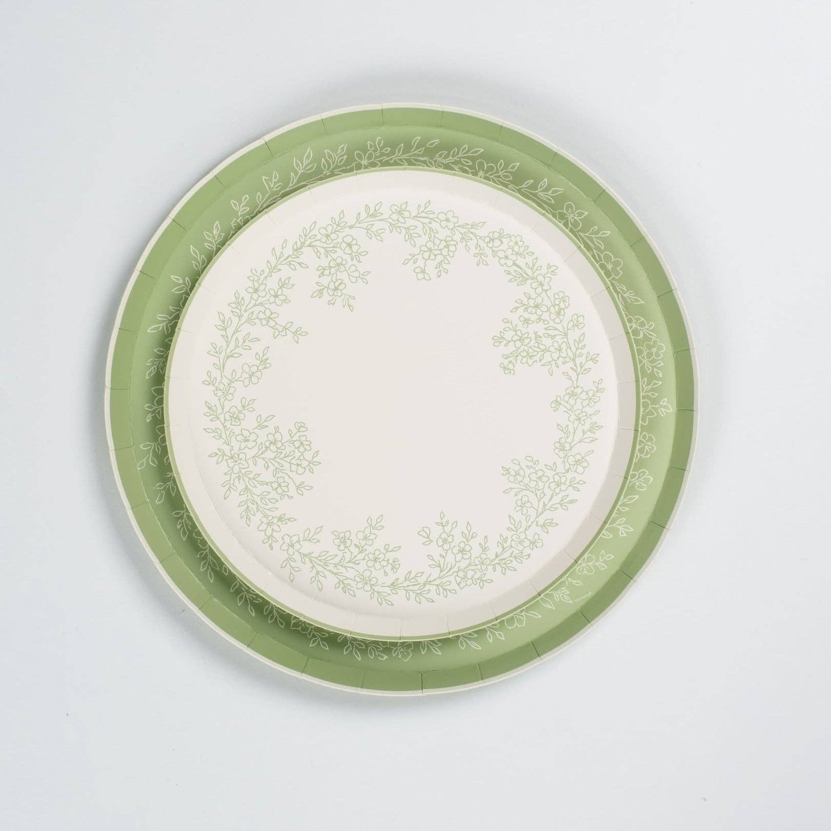 Floral Elegance Sage Dessert Plates