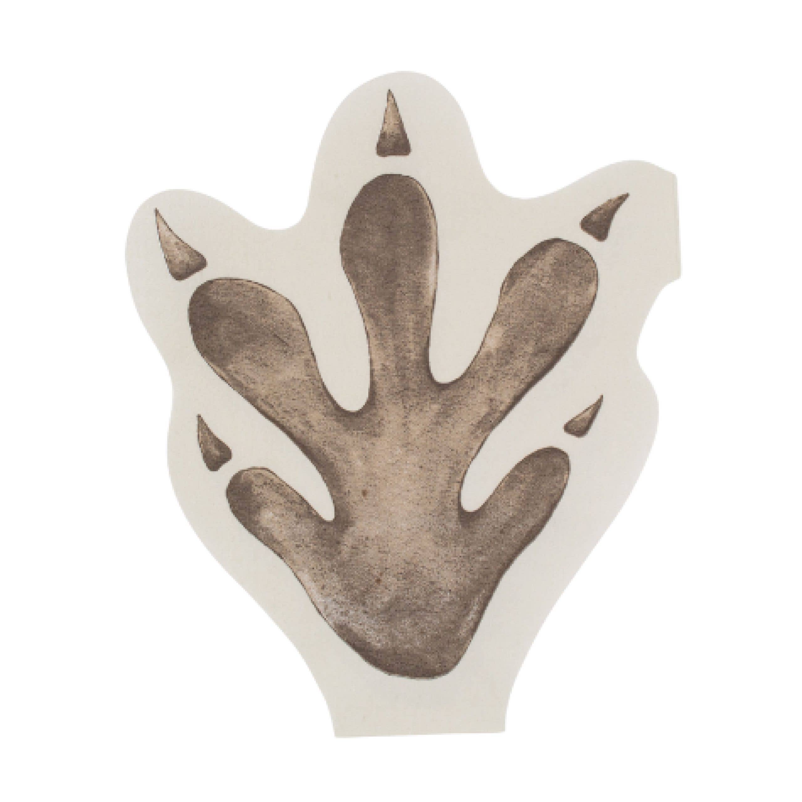 Dinosaur footprint shaped paper napkin with brown track design
