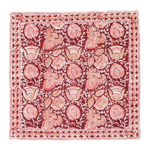 Revitalize your holiday dining with our eco-friendly Kalamkari Napkin Set. Crafted with traditional techniques, these terracotta napkins offer a striking addition to your Thanksgiving table, combining the artistry of block printing with the natural beauty of plant-based dyes.