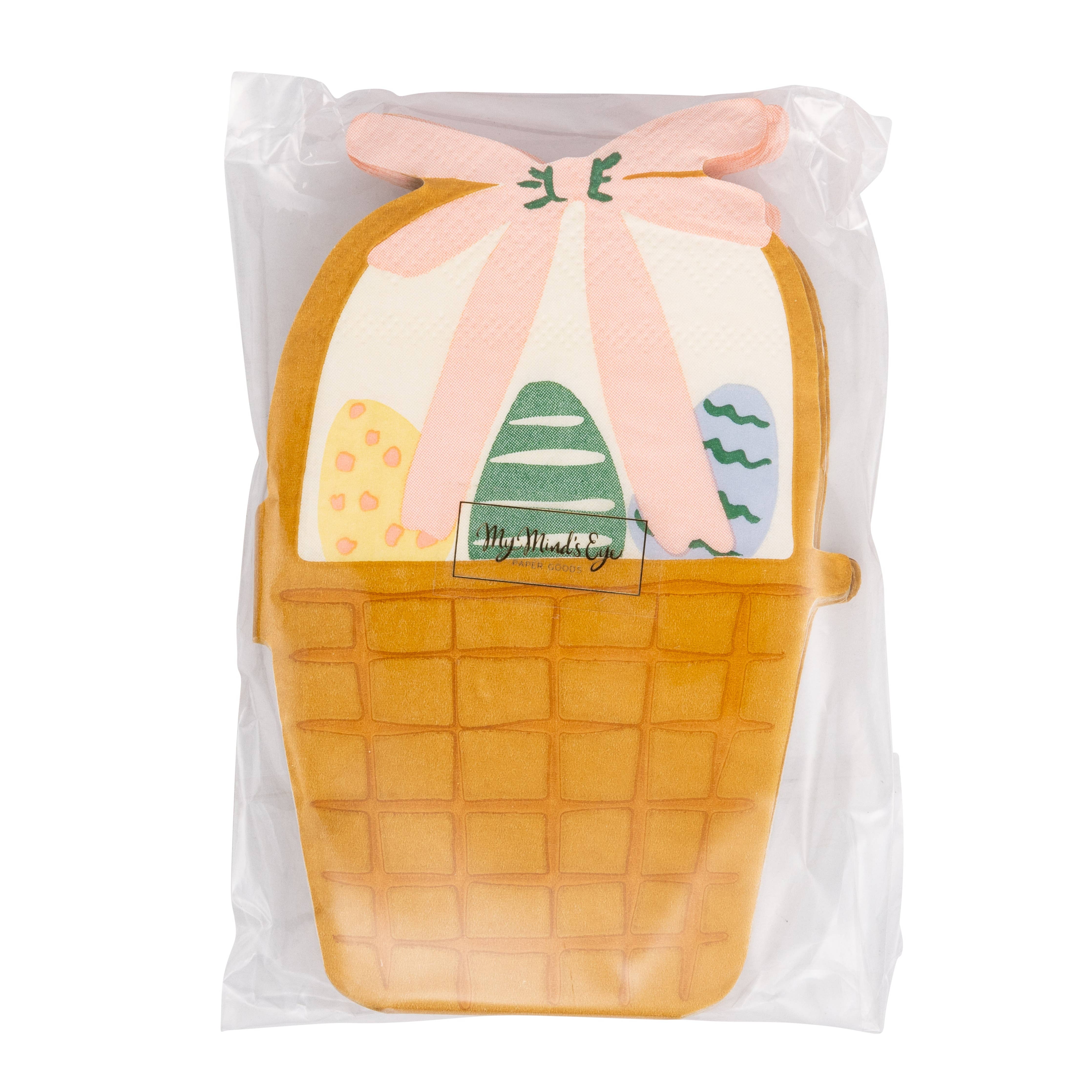 Packaged Easter basket shaped paper napkins for spring party table setting