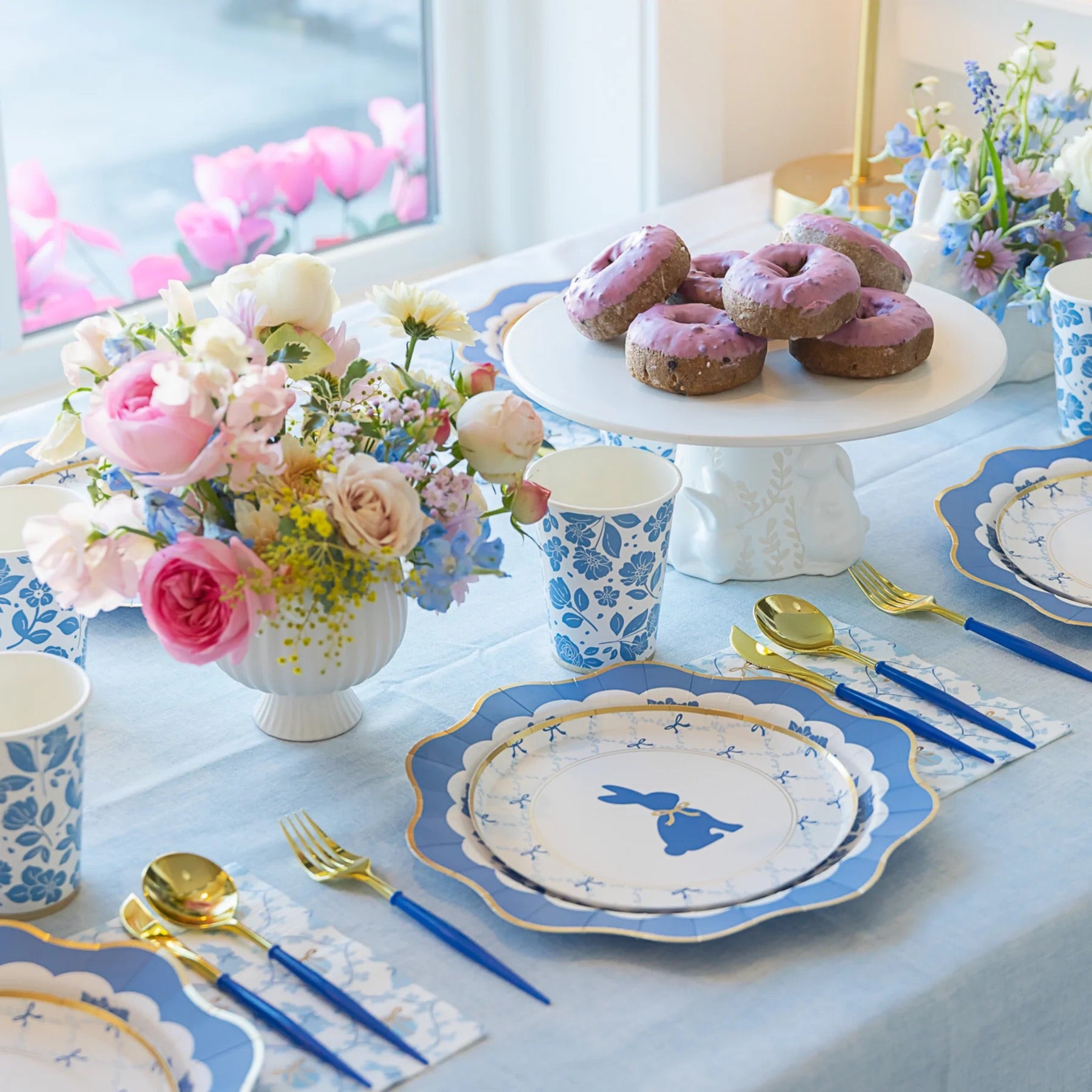 Belle Blue Elegant Floral Dinner Plates