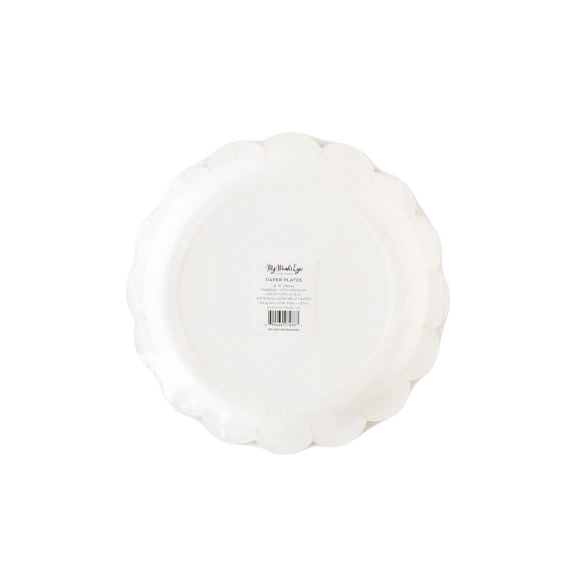 Back view of packaged unicorn plates with barcode label on back.