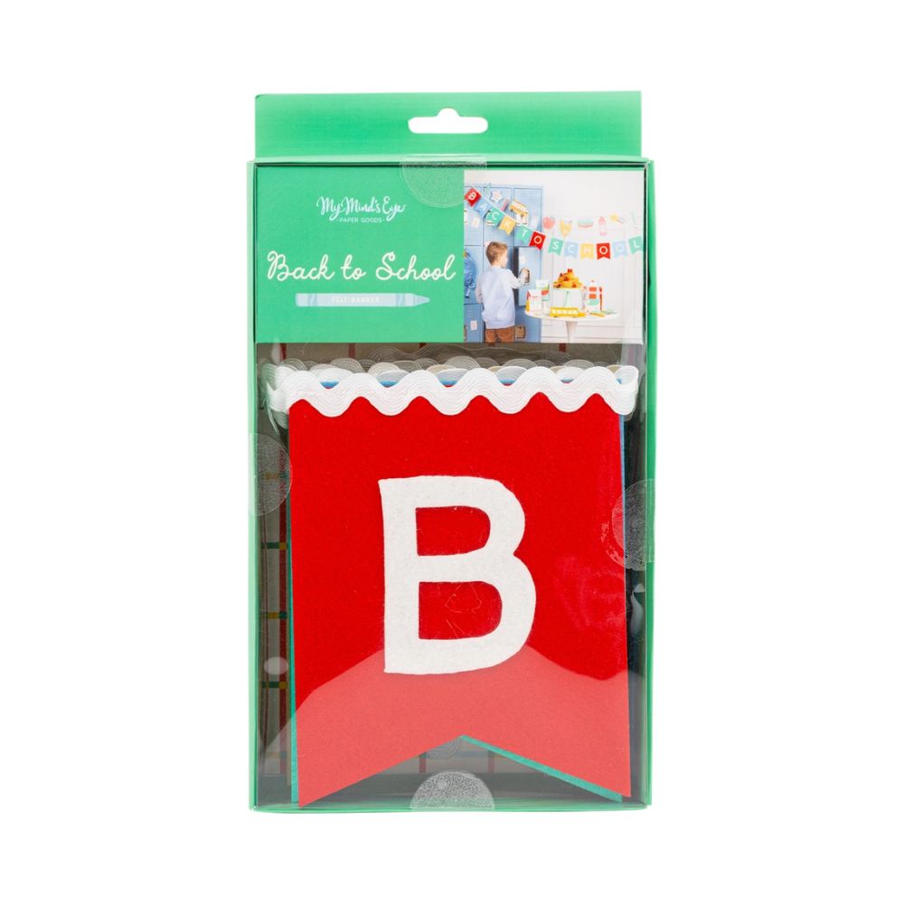 Packaged back to school felt banner product display.