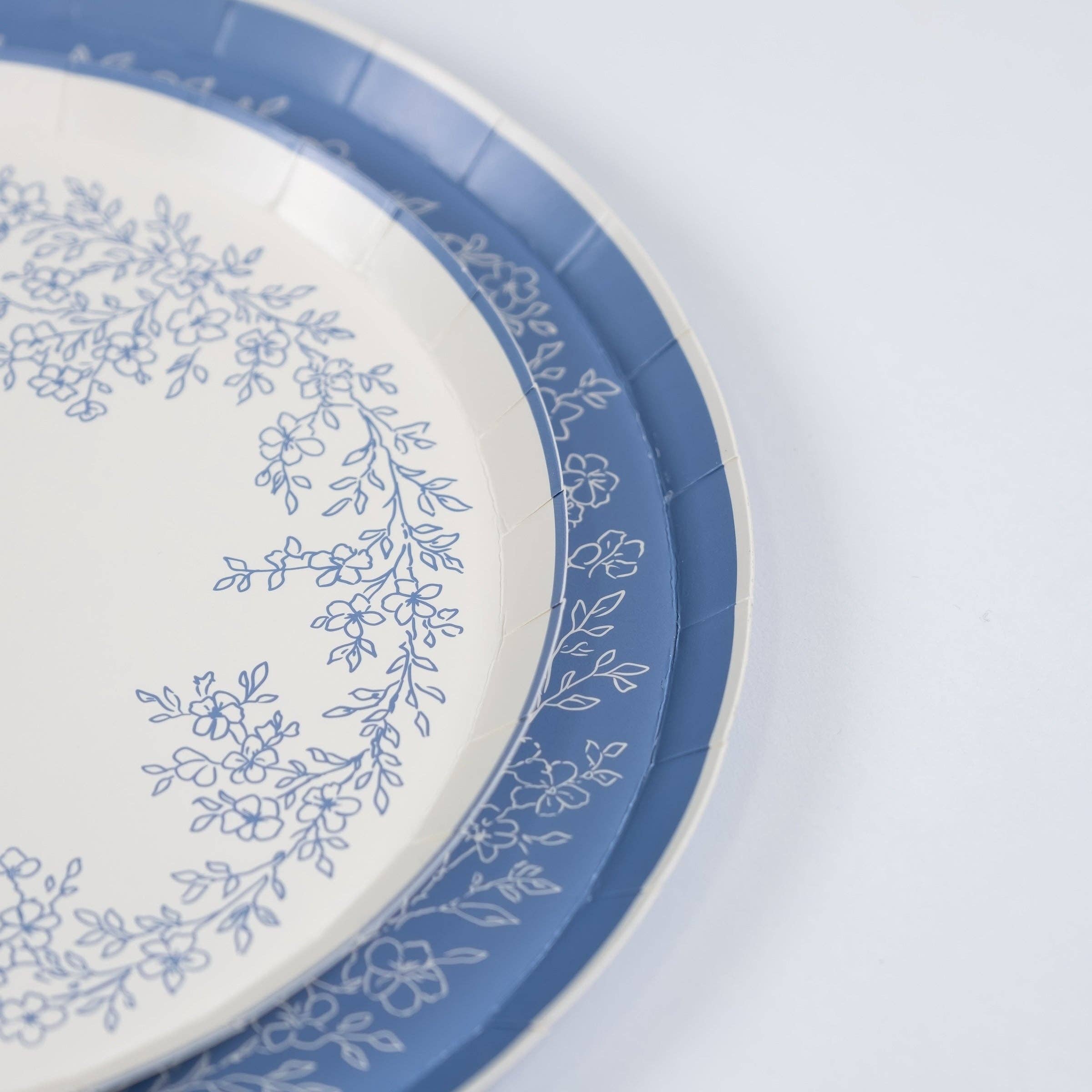 french blue party plates stacked
