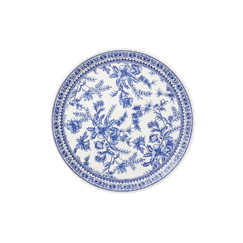 Blue French toile large plate with floral pattern design