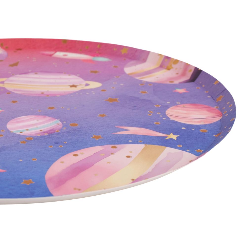 galaxy paper plate edge detail with foil accents