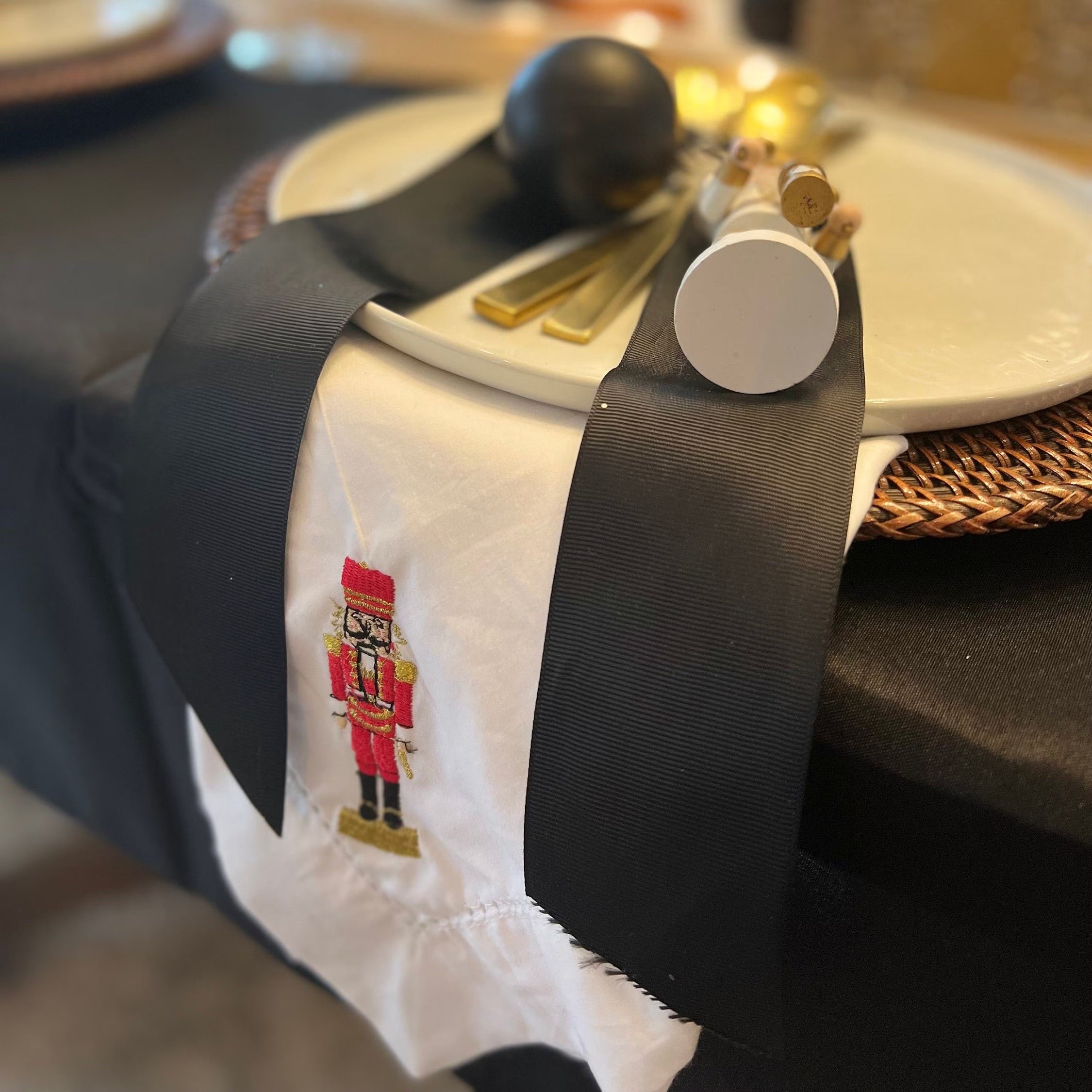 Nutcracker Christmas Napkins on a Christmas tablescape