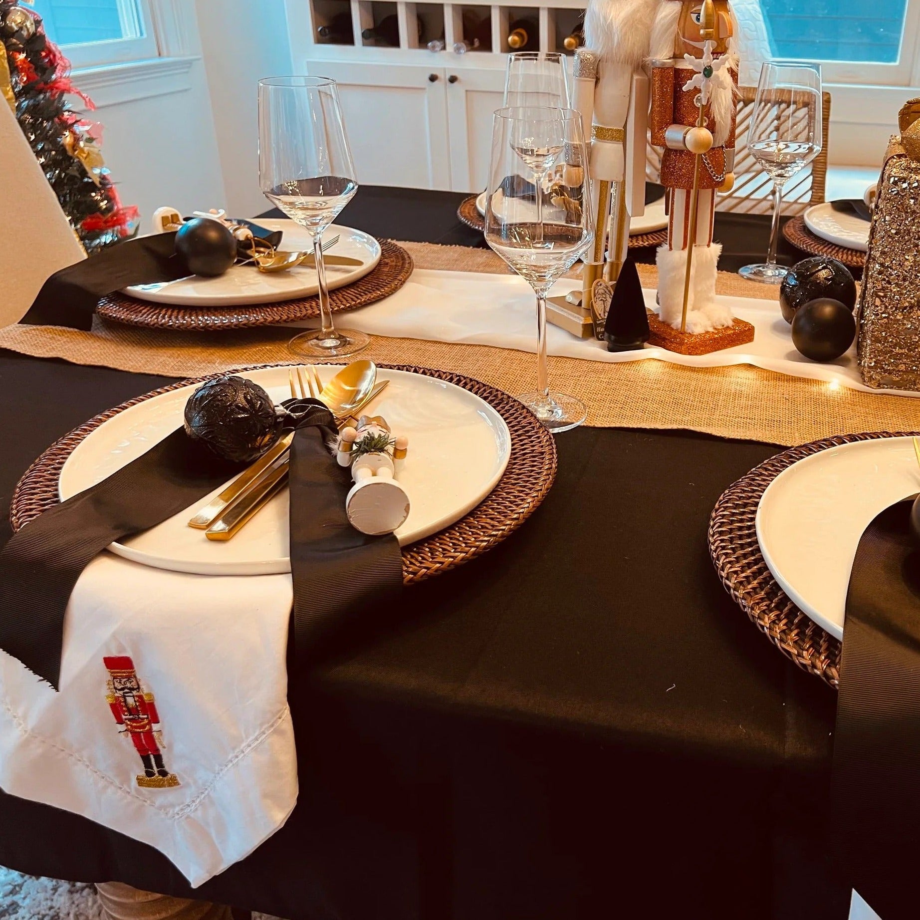 Nutcracker Christmas Napkins on a Christmas tablescape