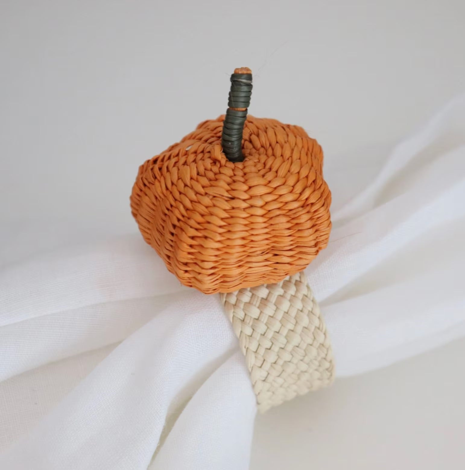 Orange pumpkin Thanksgiving napkin ring.