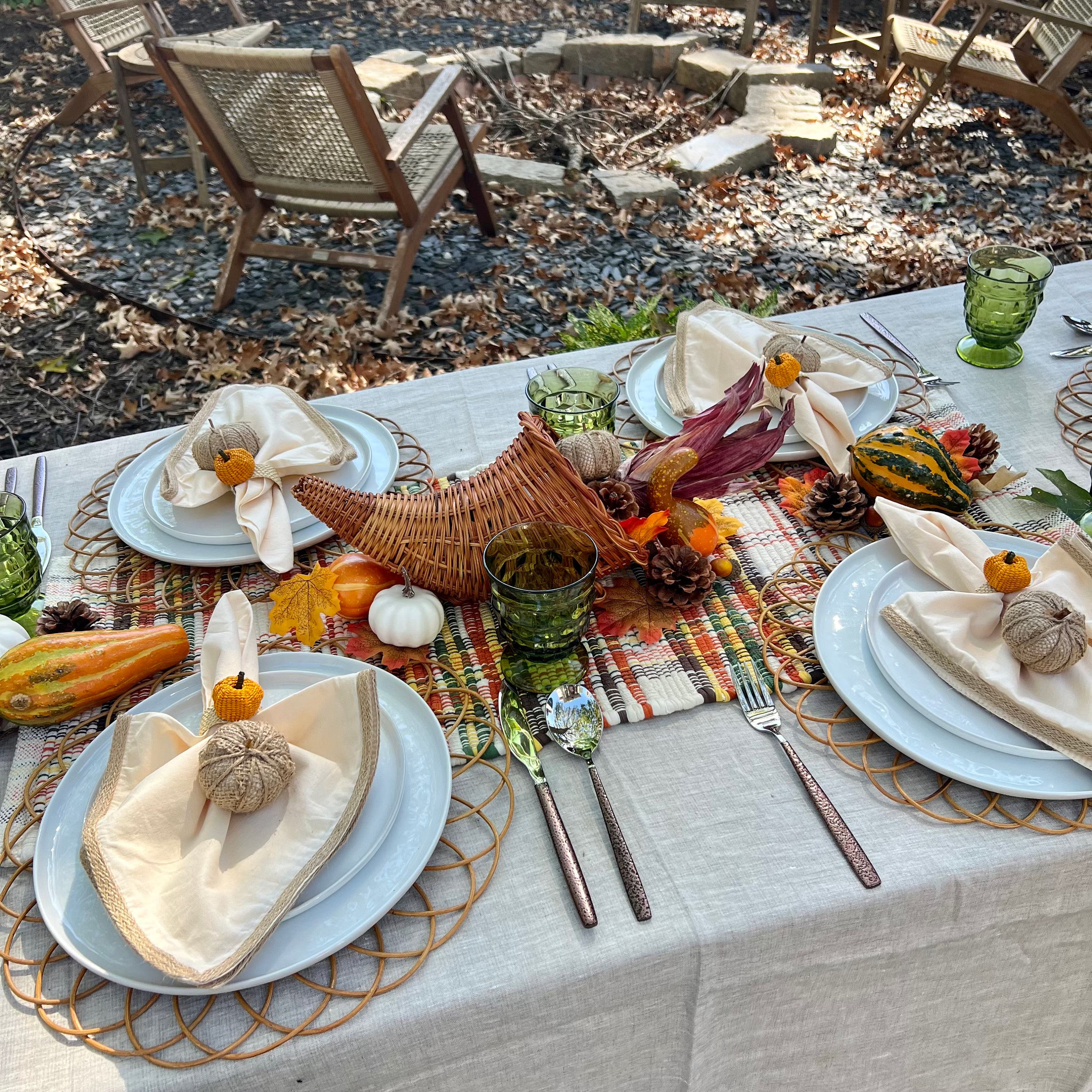 Orange pumpkin Thanksgiving napkin ring.