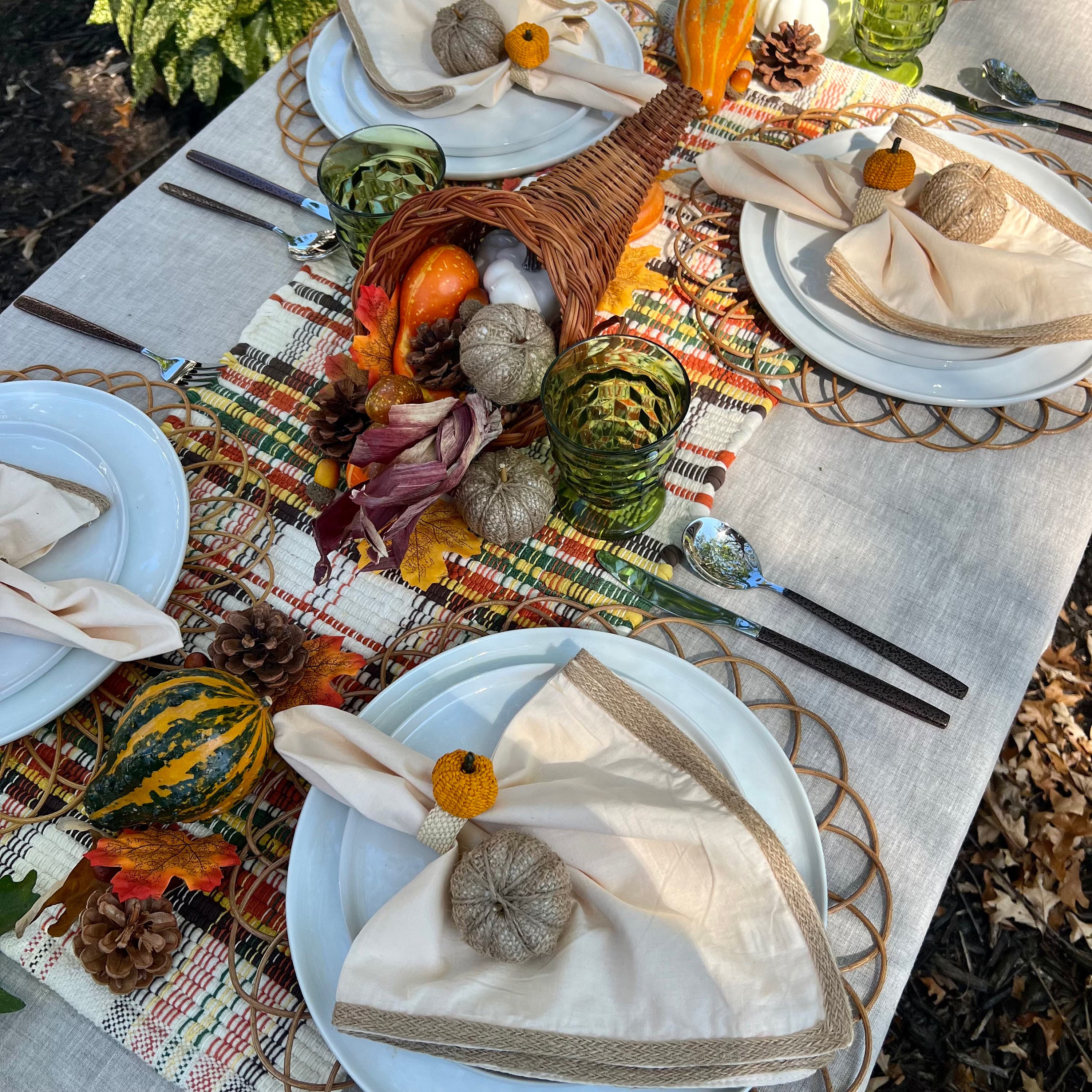 Orange pumpkin Thanksgiving napkin ring.