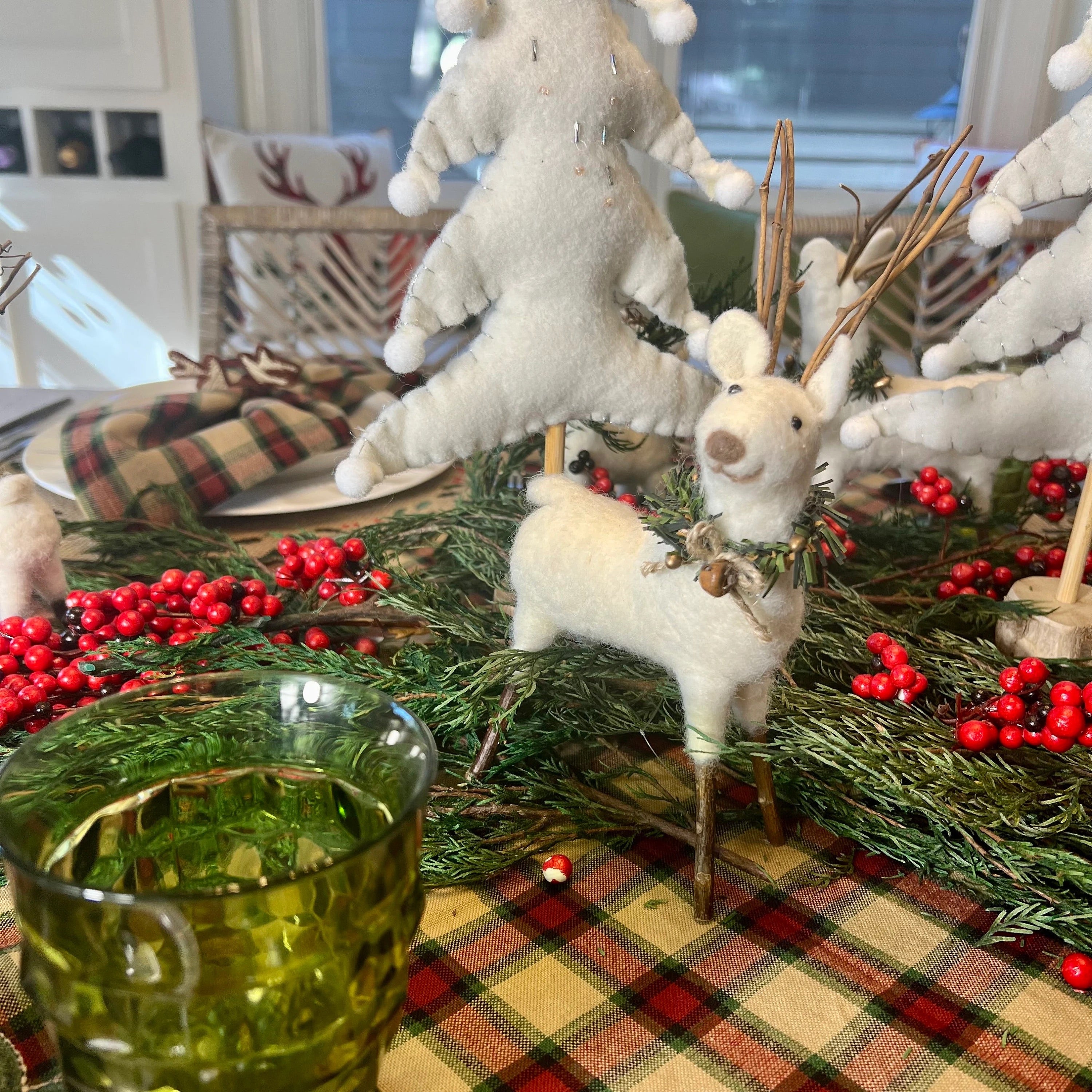 Felted reindeer Christmas decor - a perfection addition to your Christmas coffee table decor or Christmas table decorations collection.