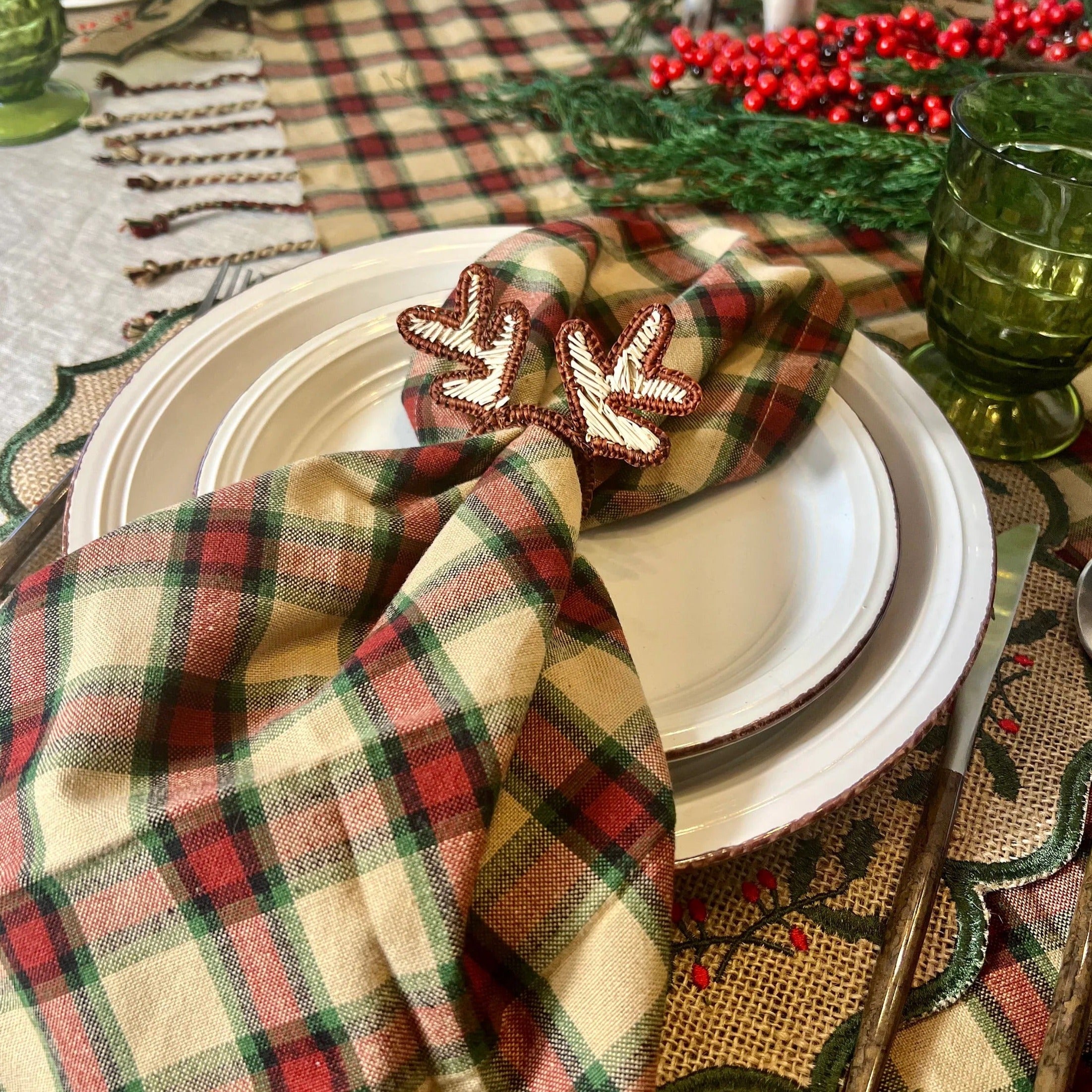 Reindeer antler Christmas napkin rings.