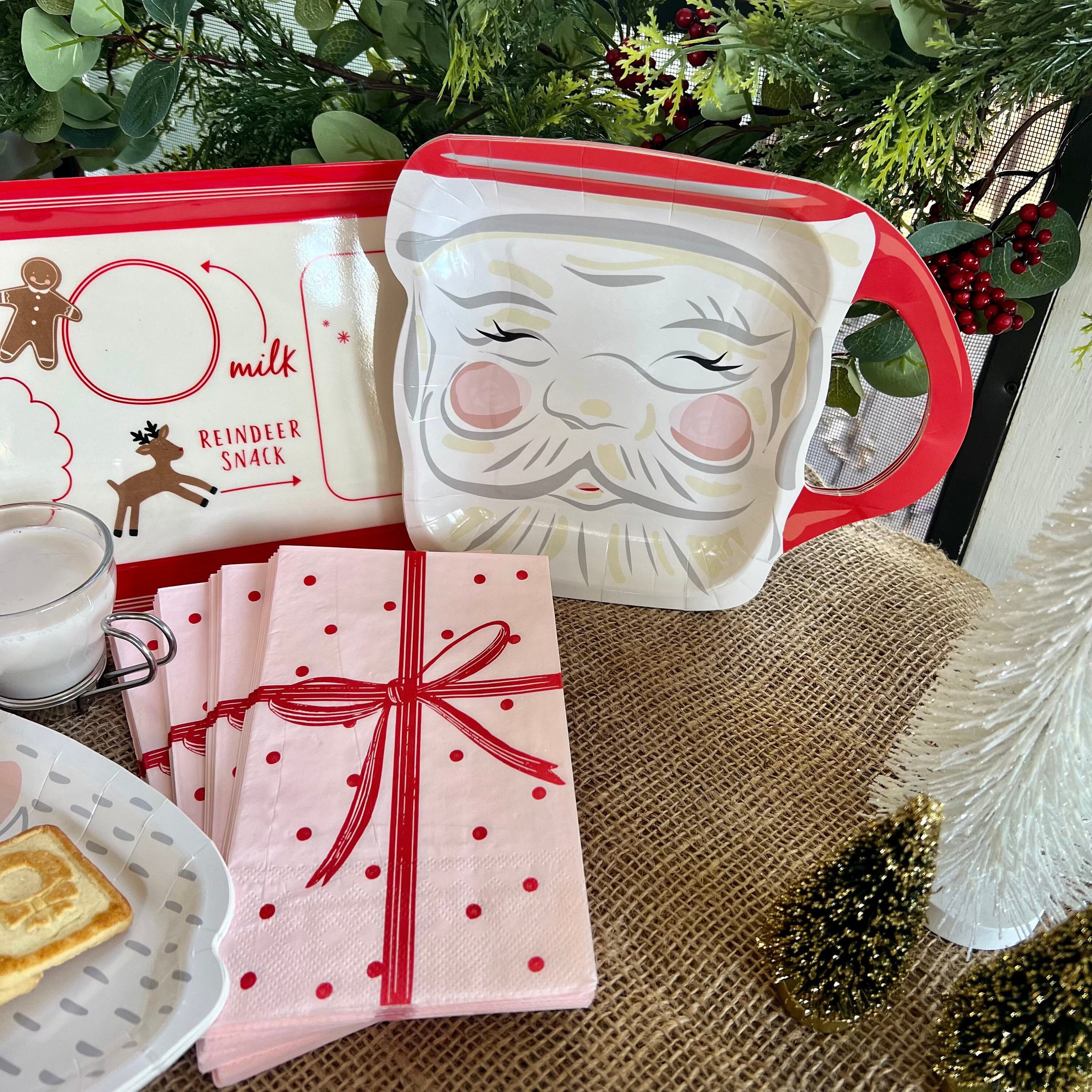 Santa mug shaped Christmas paper plates