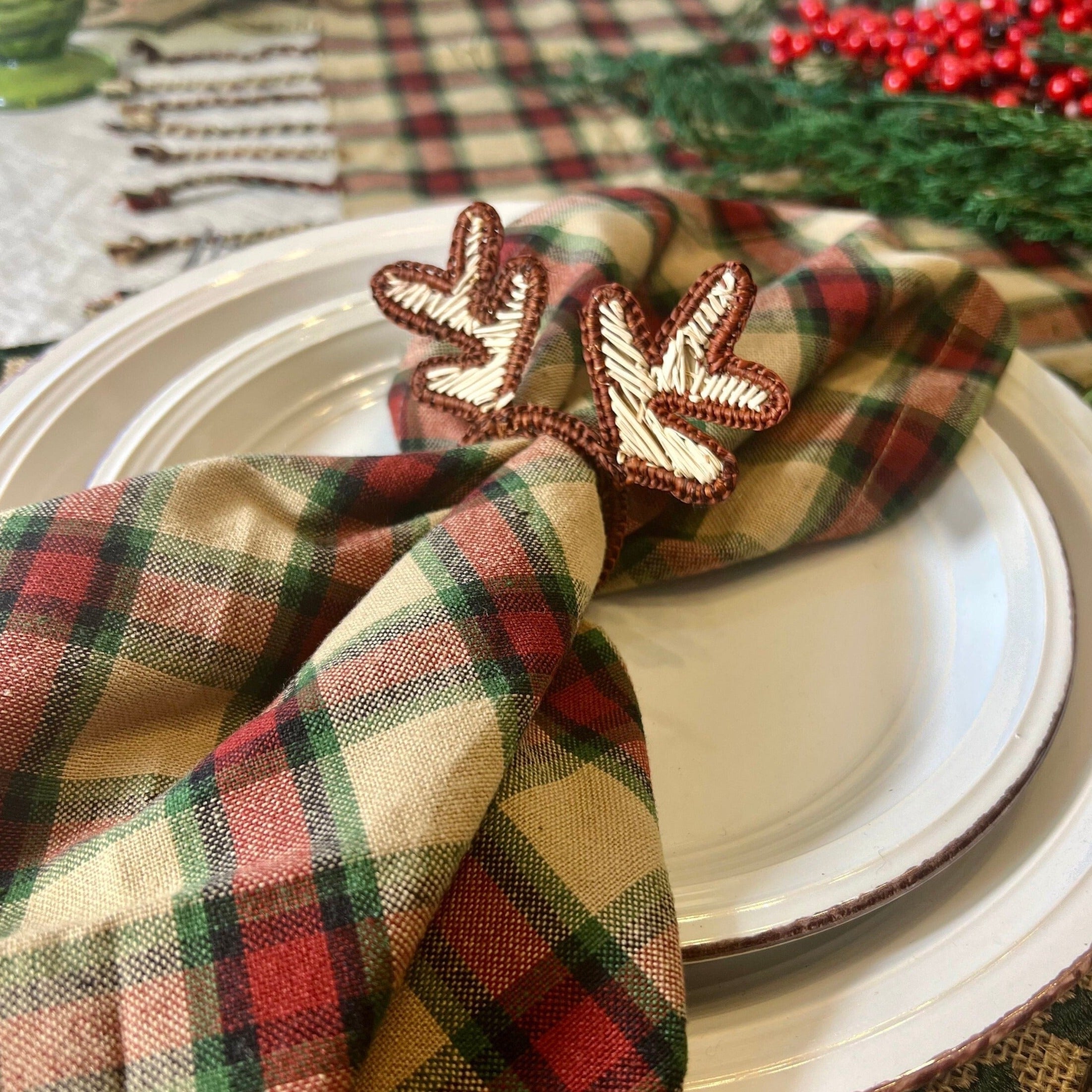 Reindeer antler Christmas napkin rings.