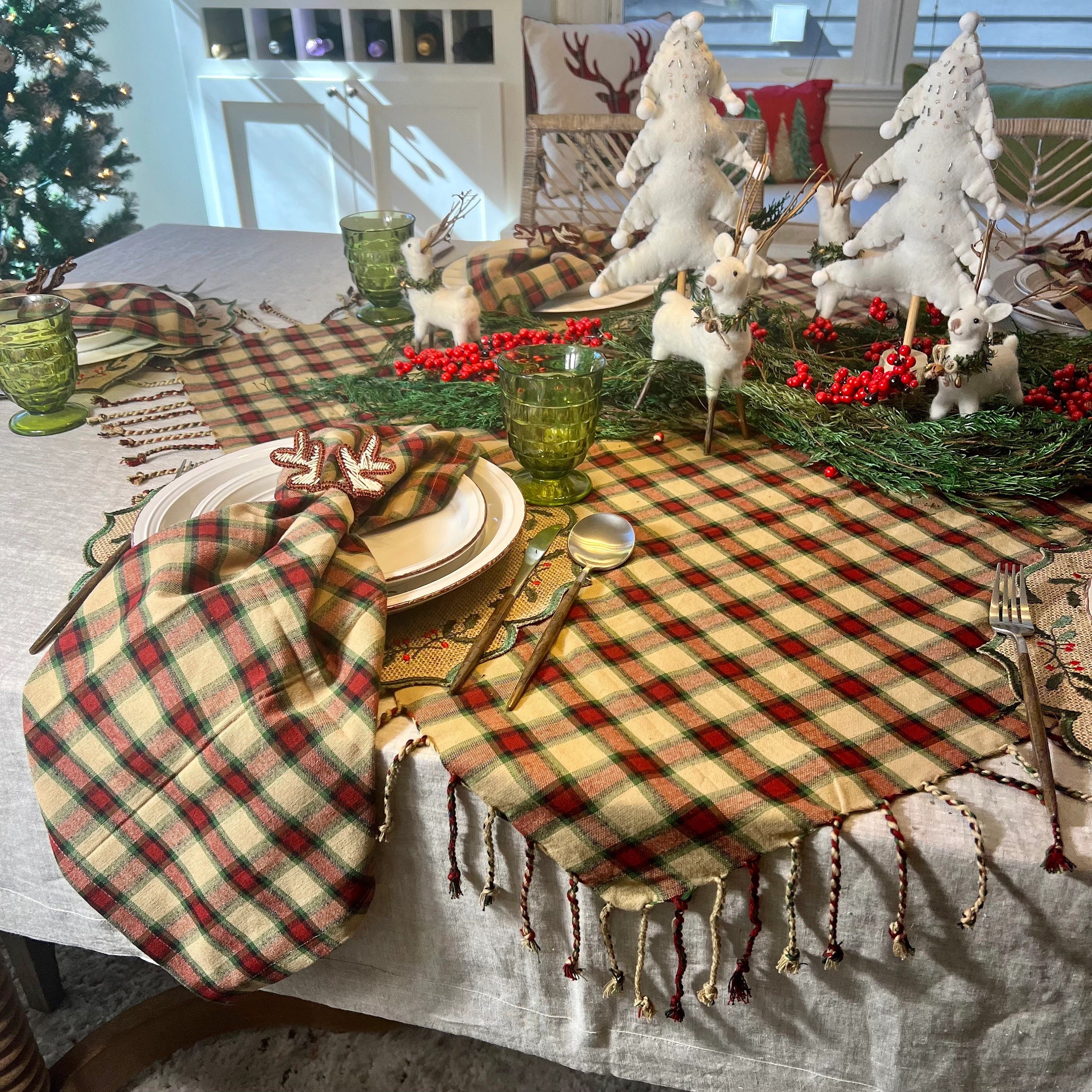 White felt Christmas tree perfect for your coffee table Christmas decor collection.
