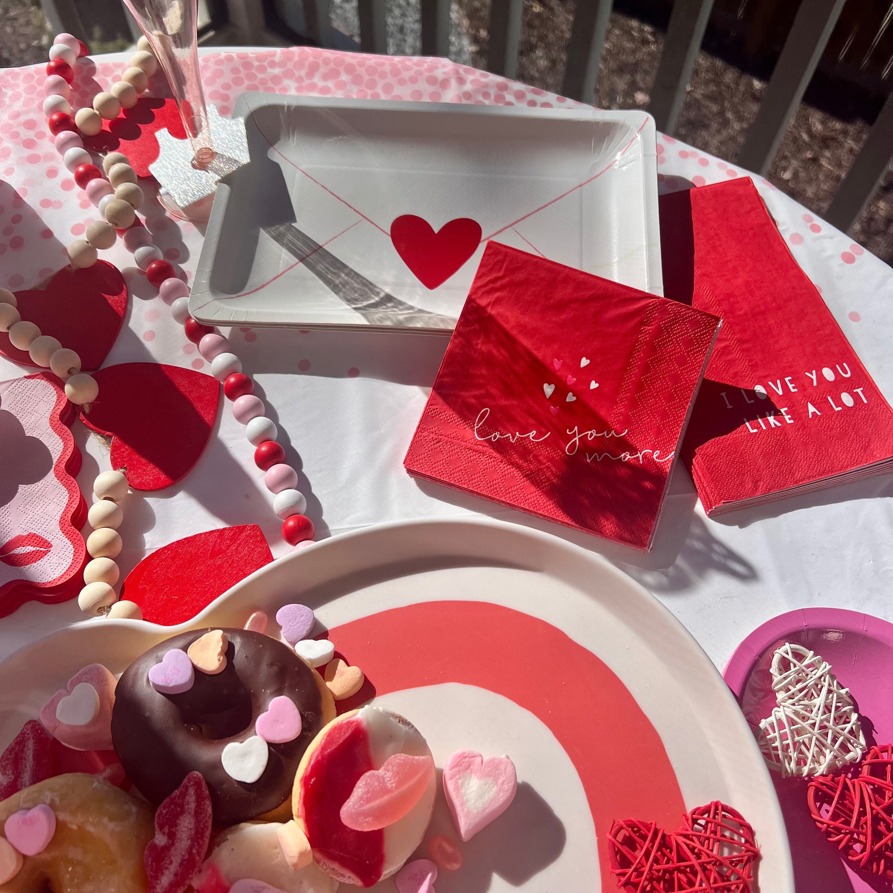love you more red cocktail napkins perfect for a valentines day party or an anniversary party
