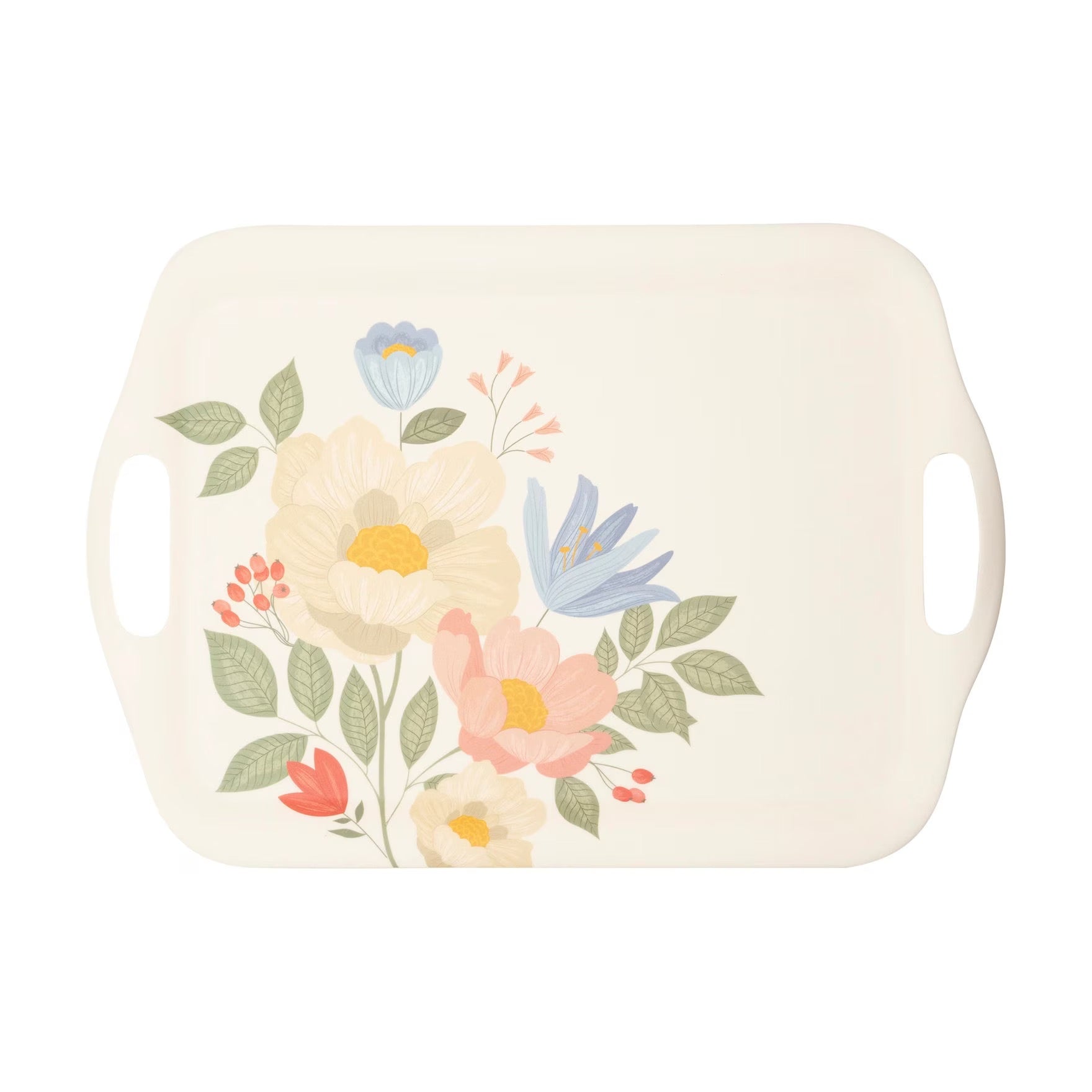 Easter Reusable Serving Tray, Easter Decorative Platter, Easter Tray, Bamboo Tray With Handles, Floral Tray, Floral Platter, Garden Party