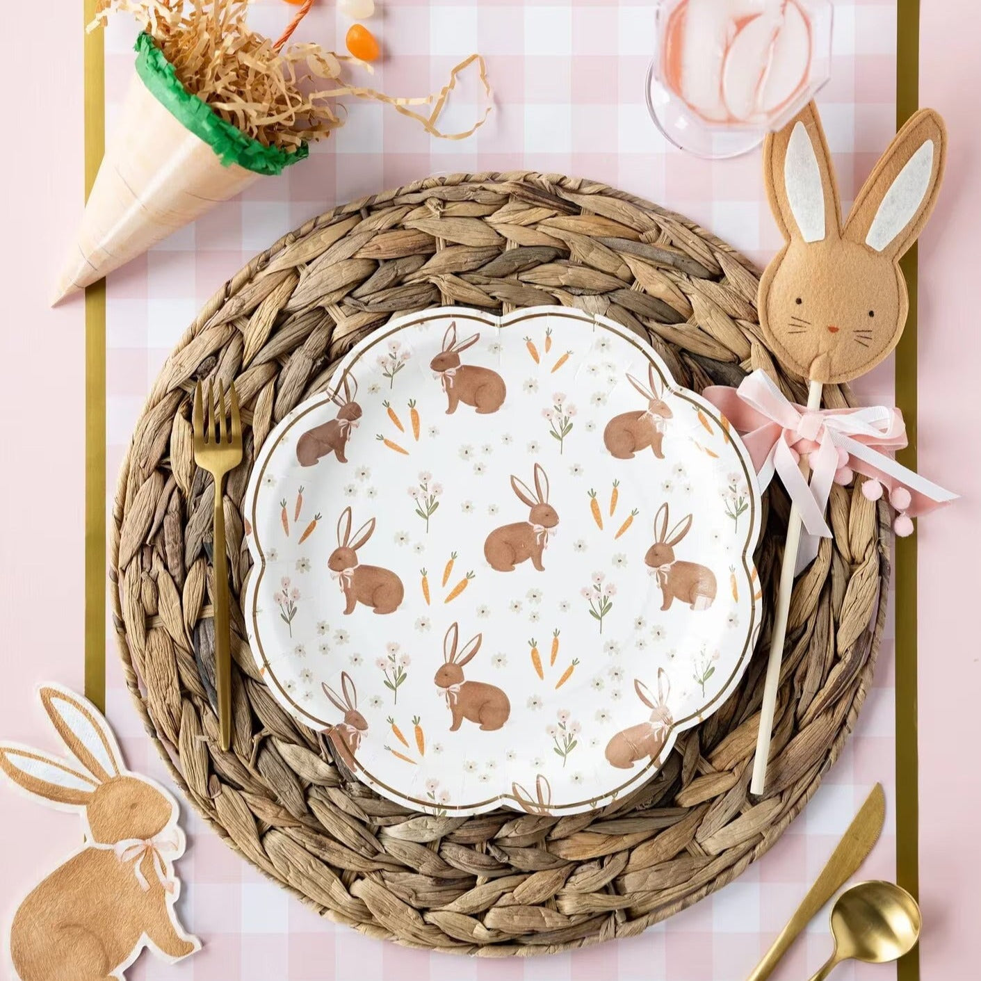 Easter Bunny Paper Plates | Easter Plates (Set of 8) - Scalloped Paper Plates - First Birthday Plates - Easter Brunch Plates - Easter Table