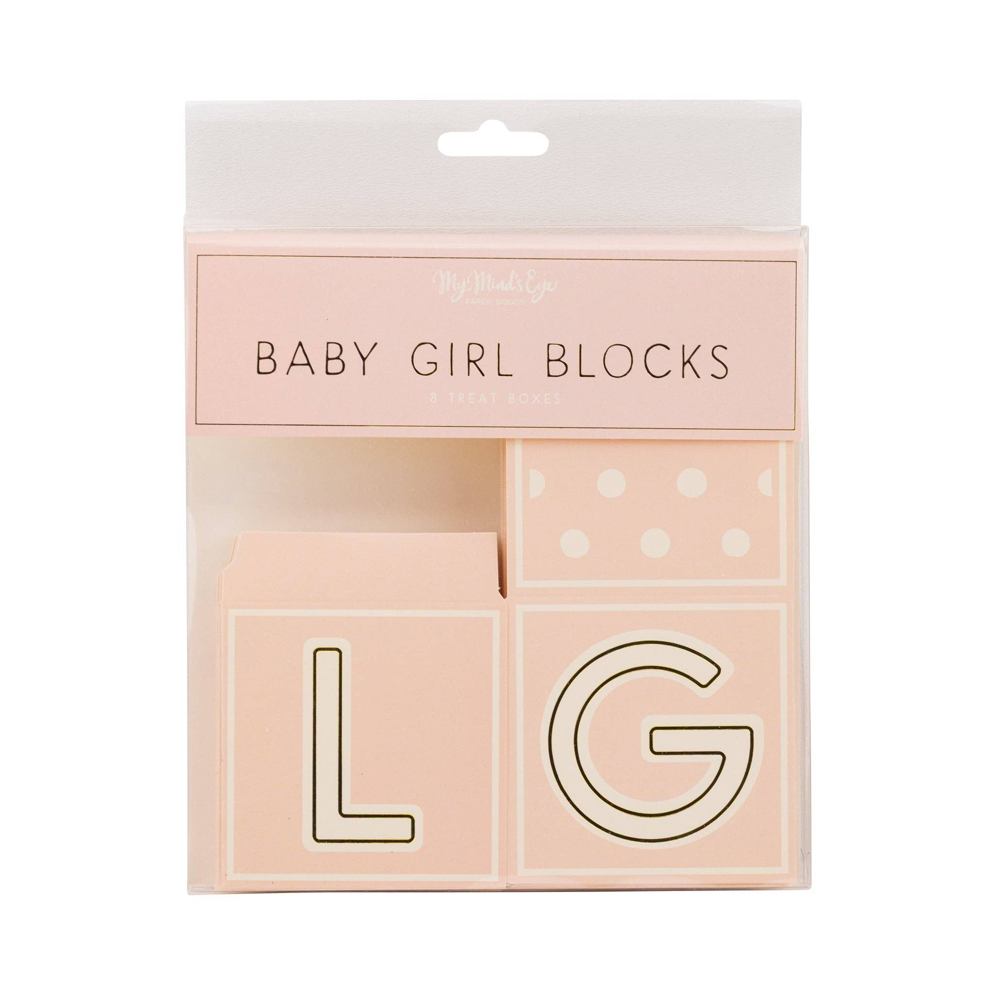 Packaging for pink block treat boxes set of 8