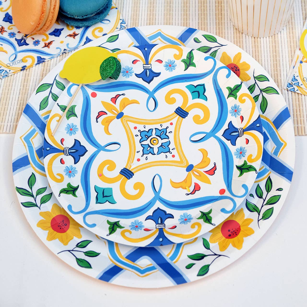 Close-up of La Dolce Vita small plate layered on larger matching plate