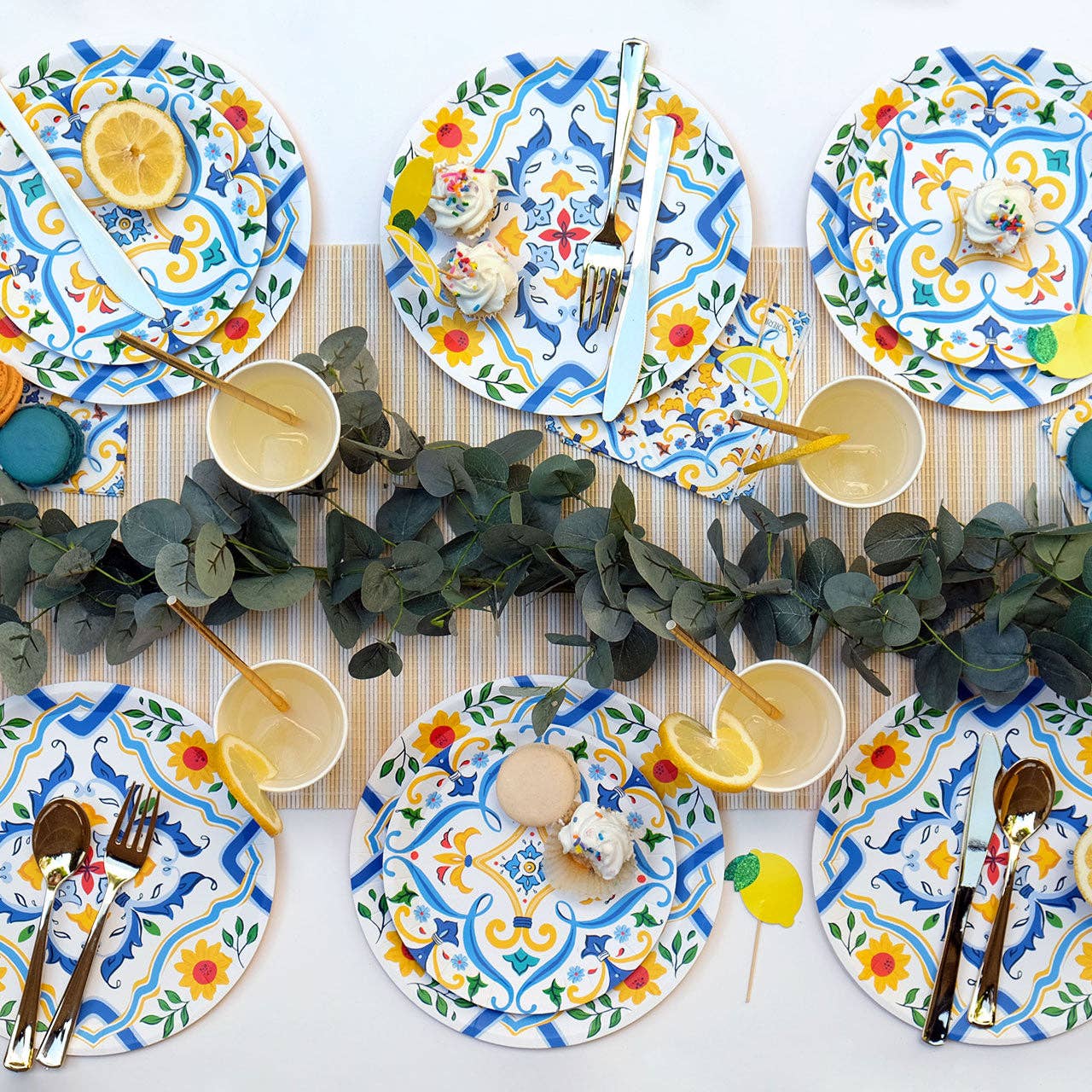 La Dolce Vita small plates styled on table with lemon decor and desserts
