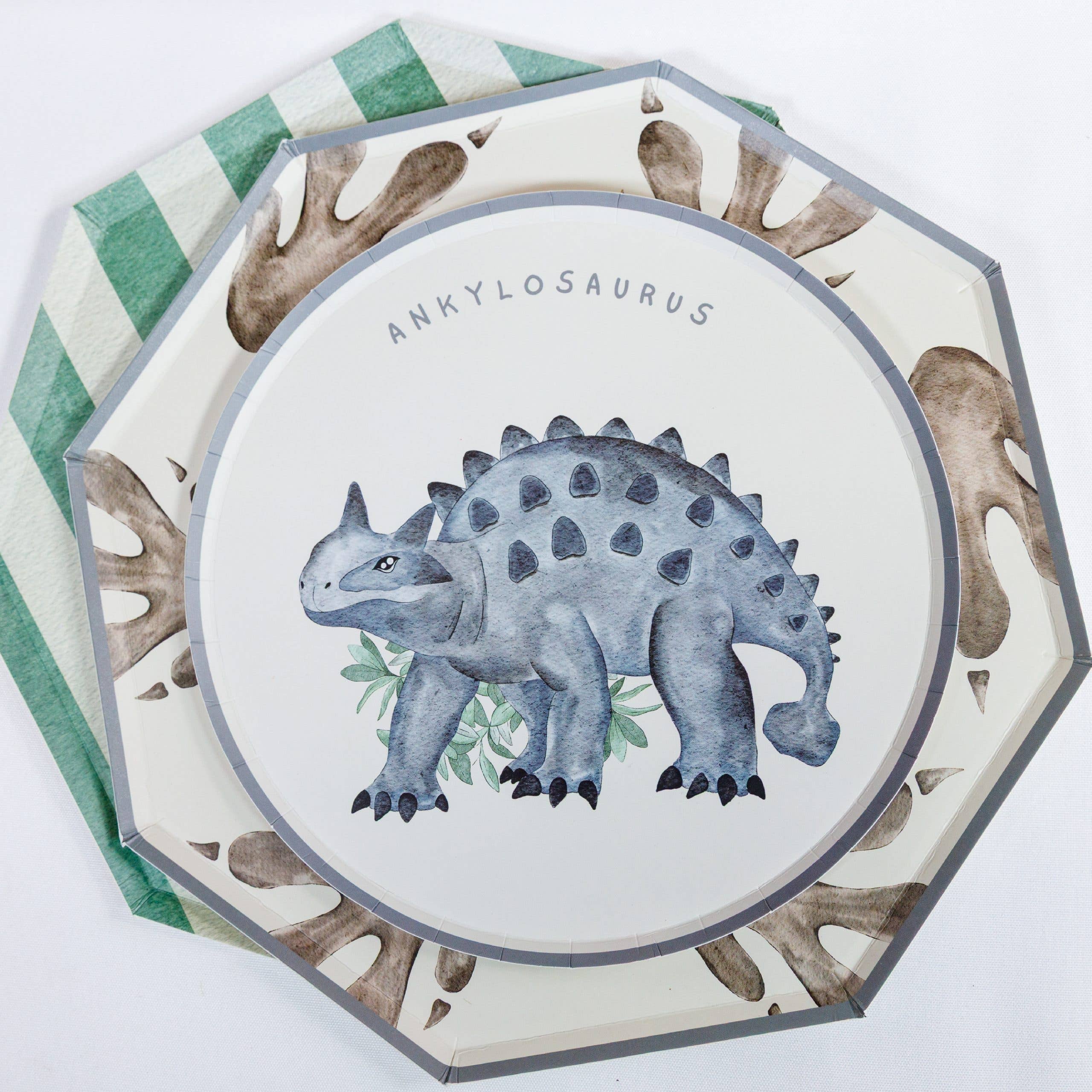 Ankylosaurus plate stacked on a larger footprint plate
