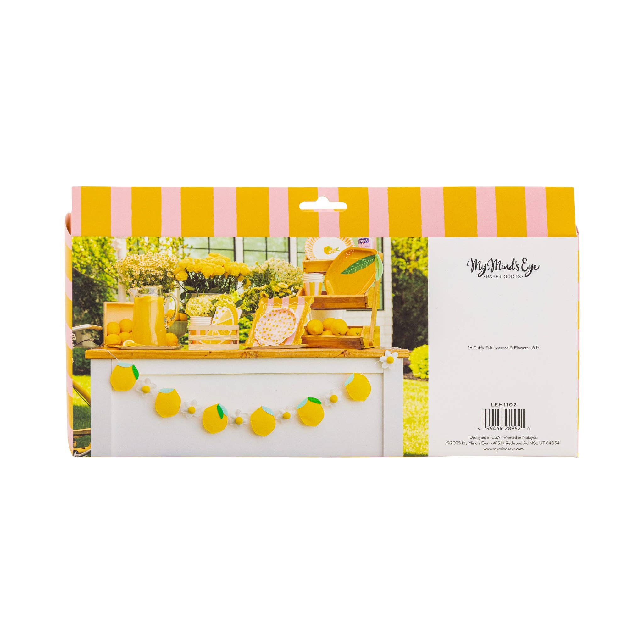 back of lemon banner packaging showing full garland display.