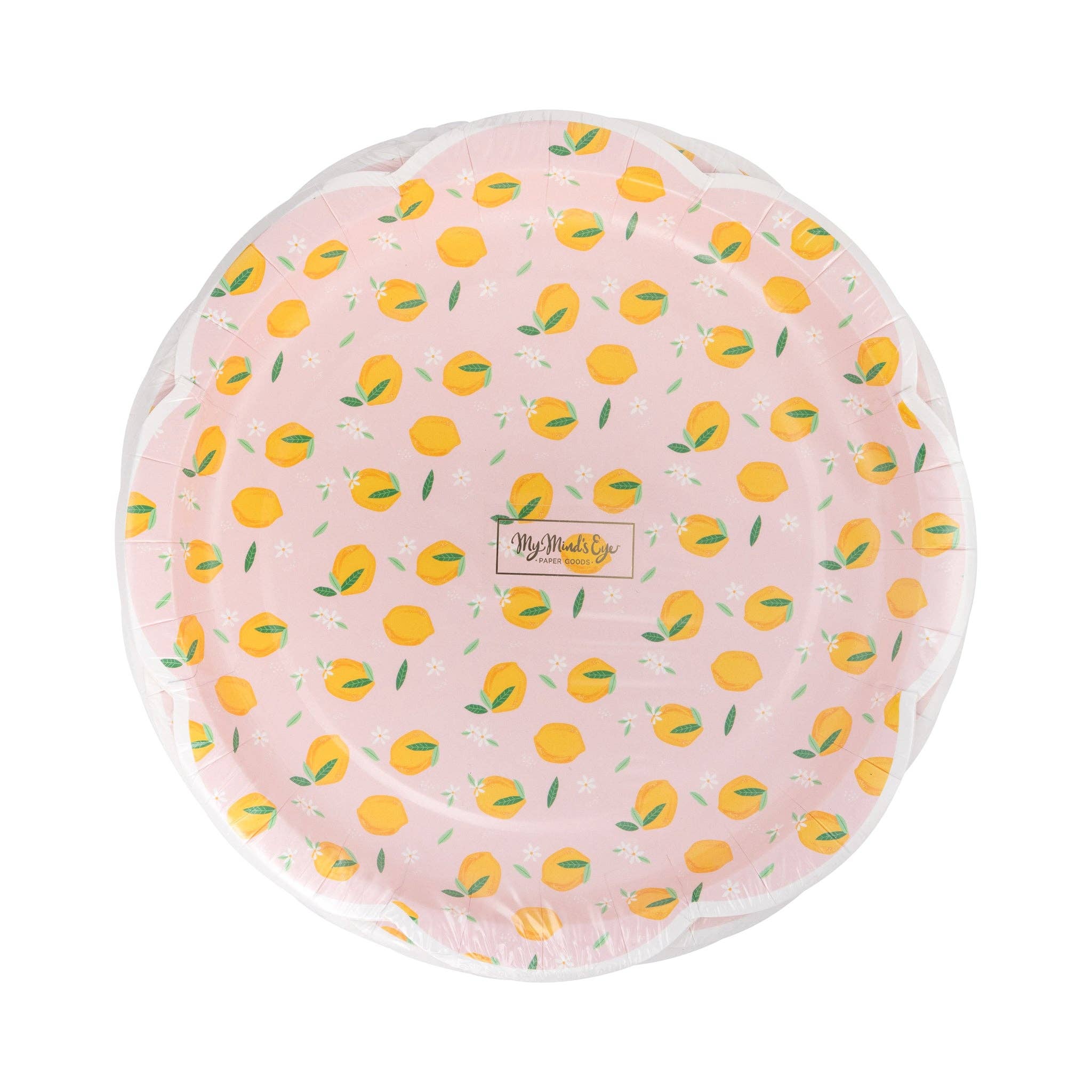 Packaged scalloped lemon plates front view