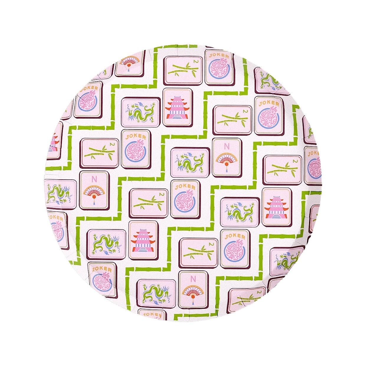 Isolated product view of the Mahjong Dessert Plates featuring the American Mahjong Decor design.