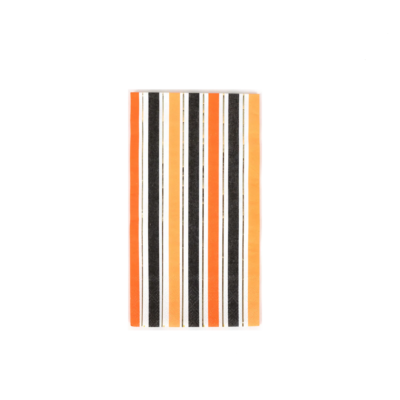 Single orange multicolor stripes guest towel with thin silver foil line