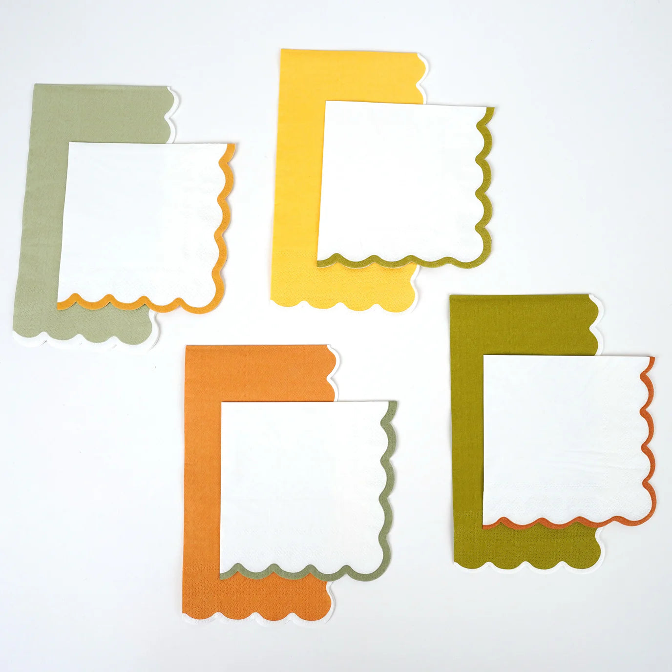 Set of four scallop Thanksgiving guest towels in harvest colors