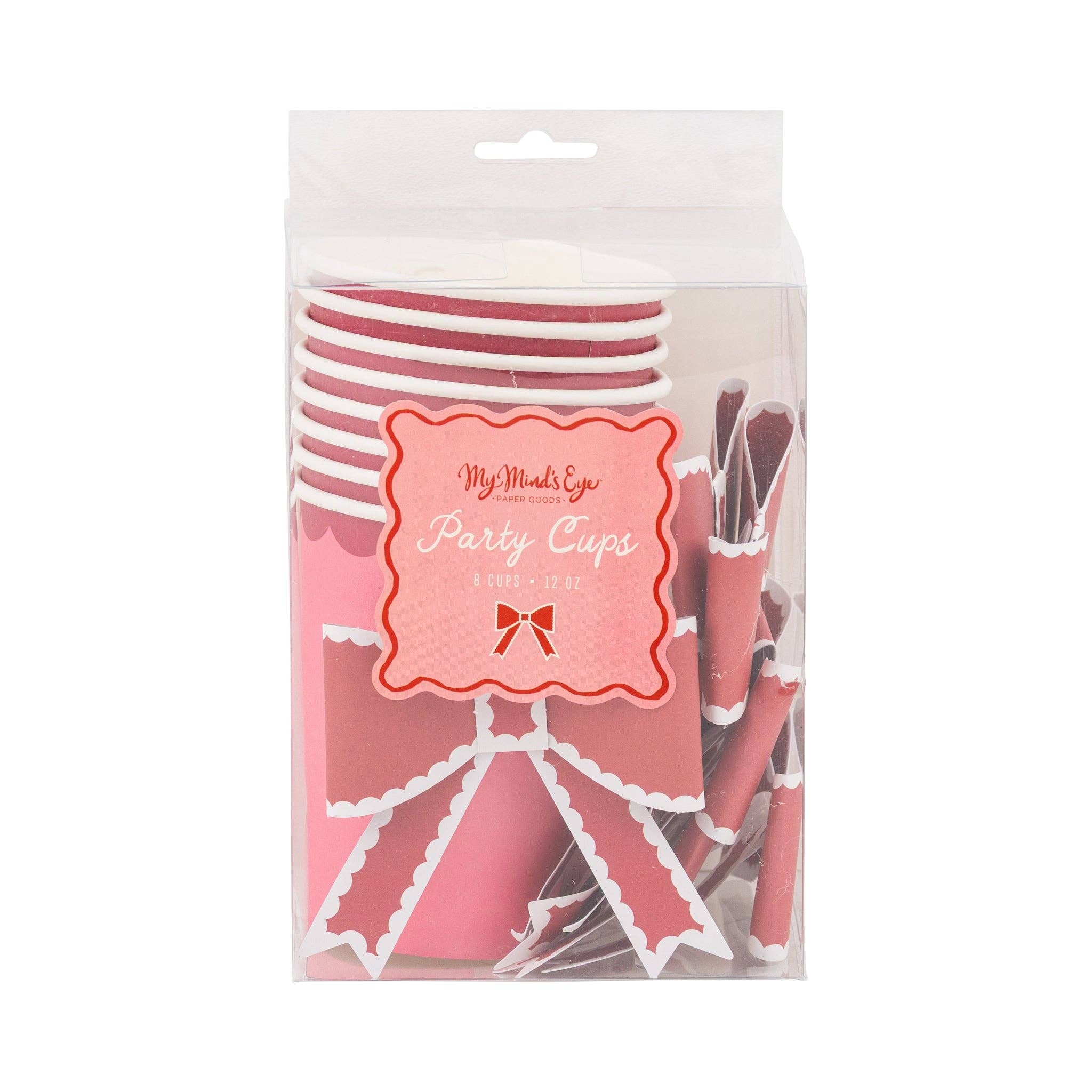 Front packaging of bow party cups by My Mind’s Eye