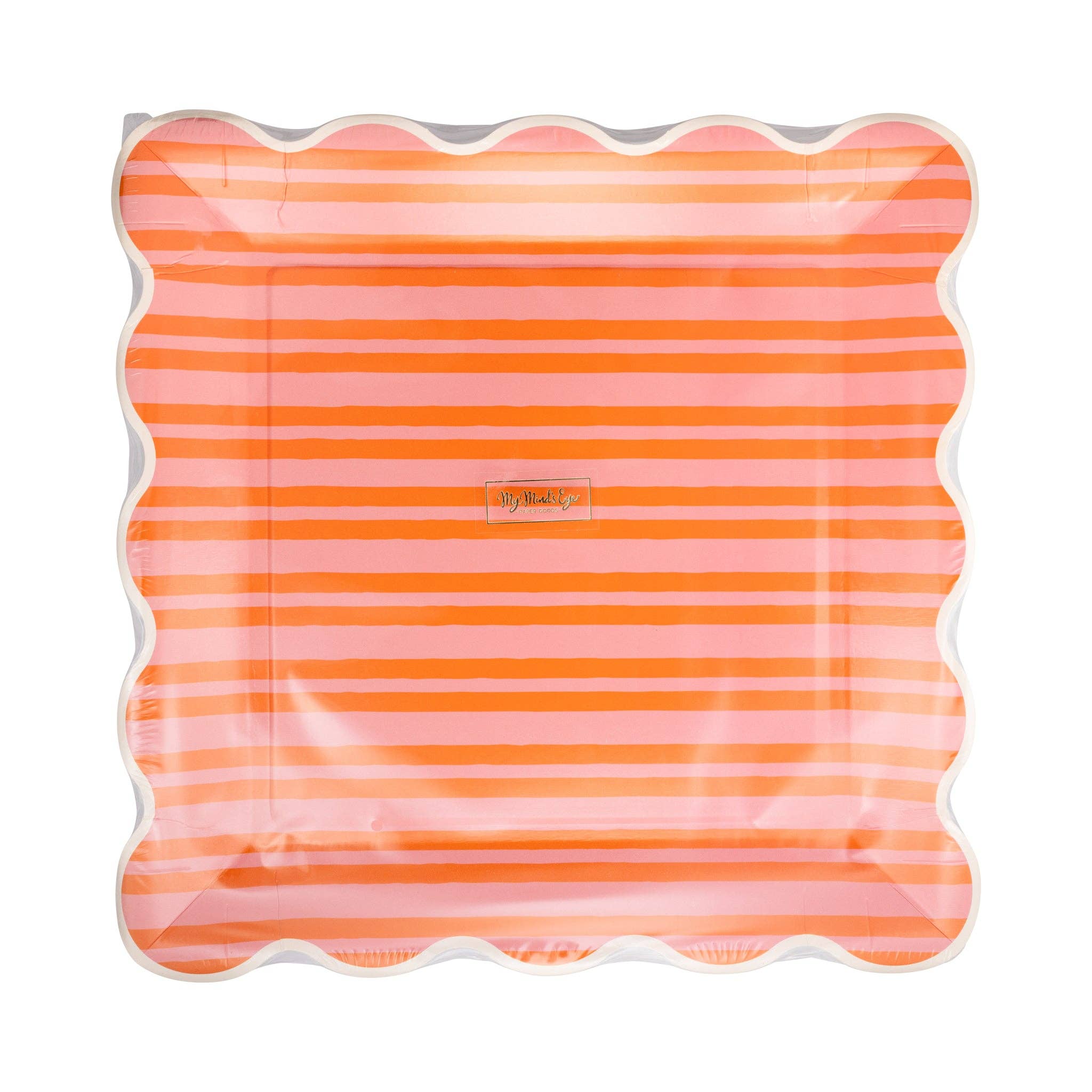  orange and pink striped paper plate packaging 