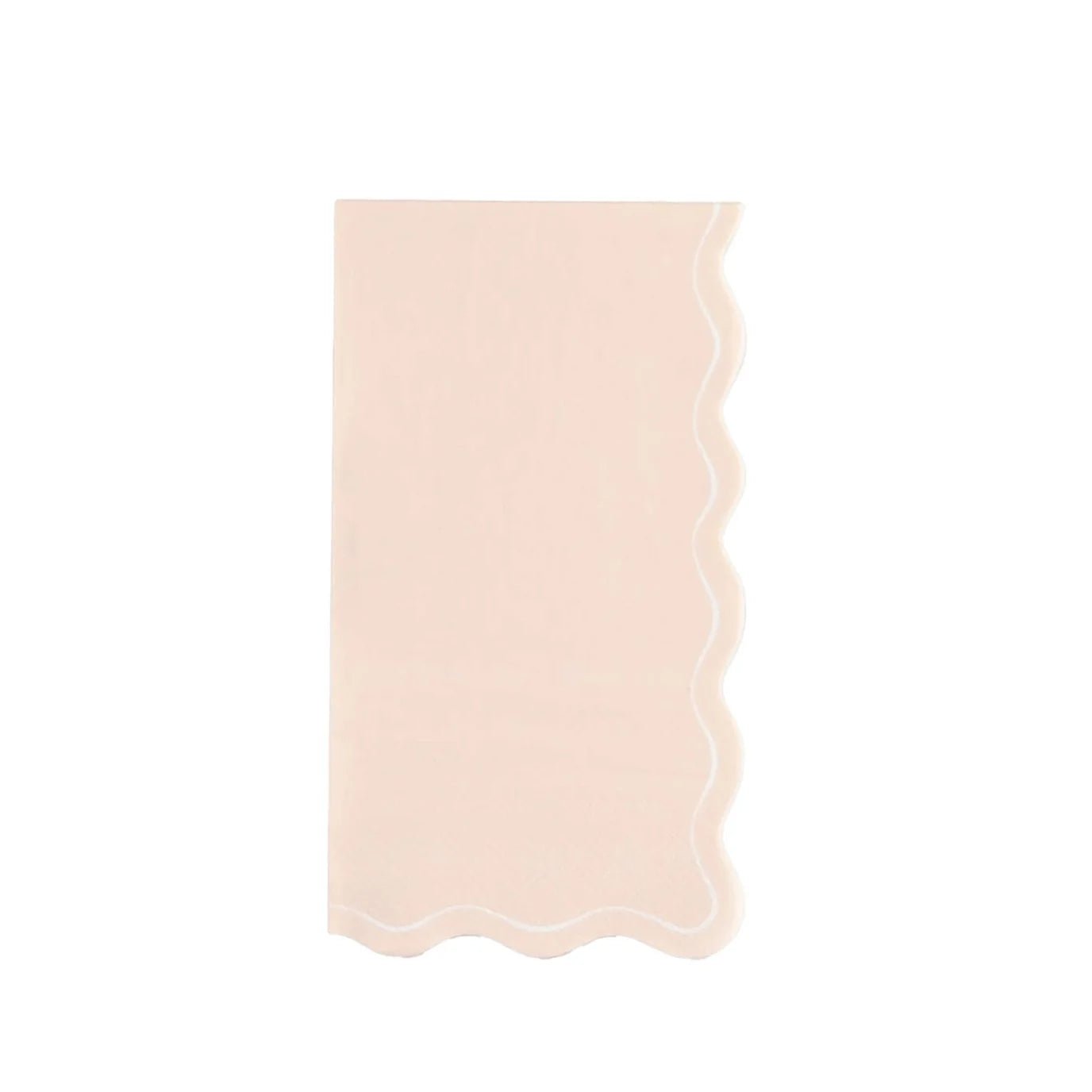Single blush guest towel with wavy scallop border—powder-room ready.